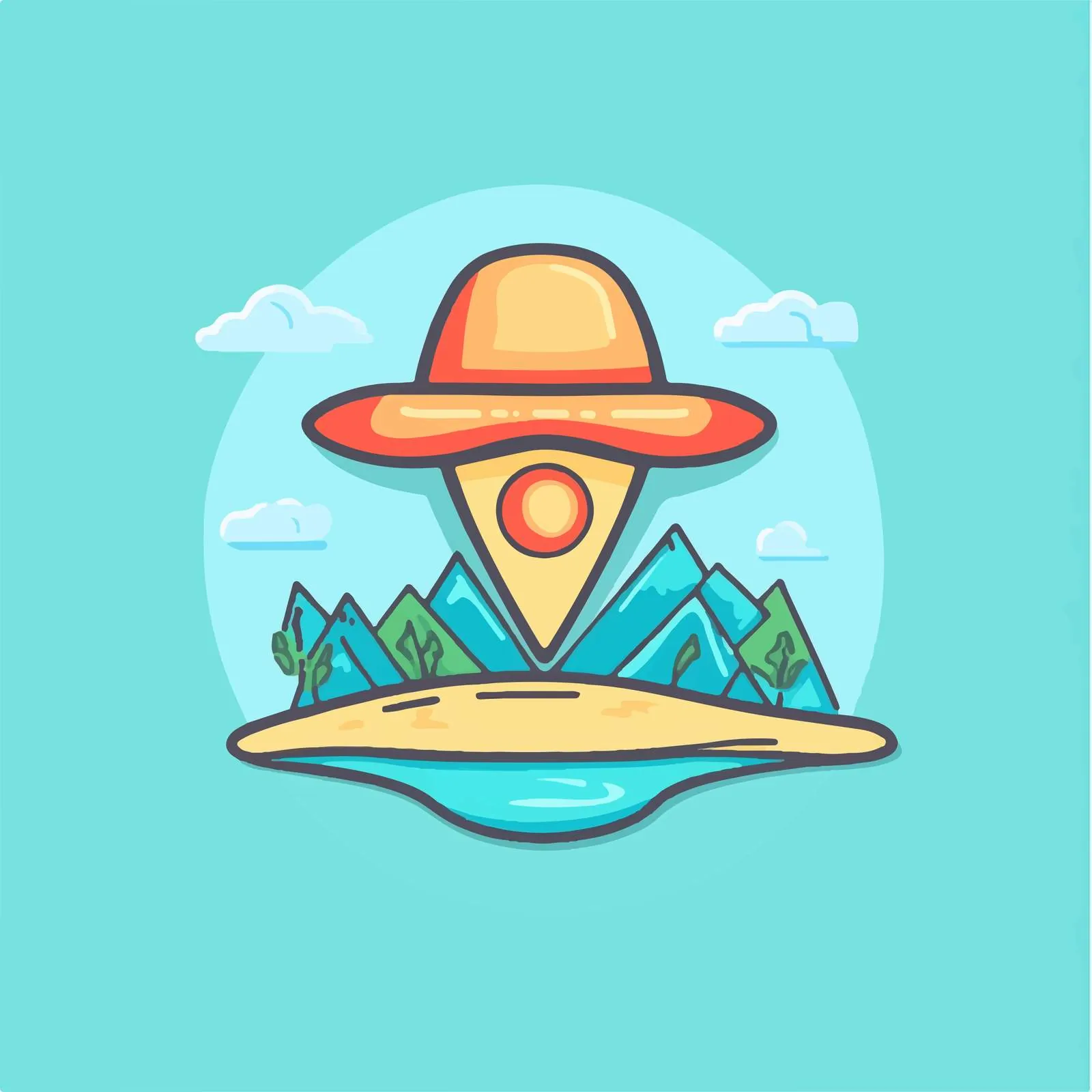 Travel Location Pin and Hat Vector Illustration – free location pin image from Dotvec