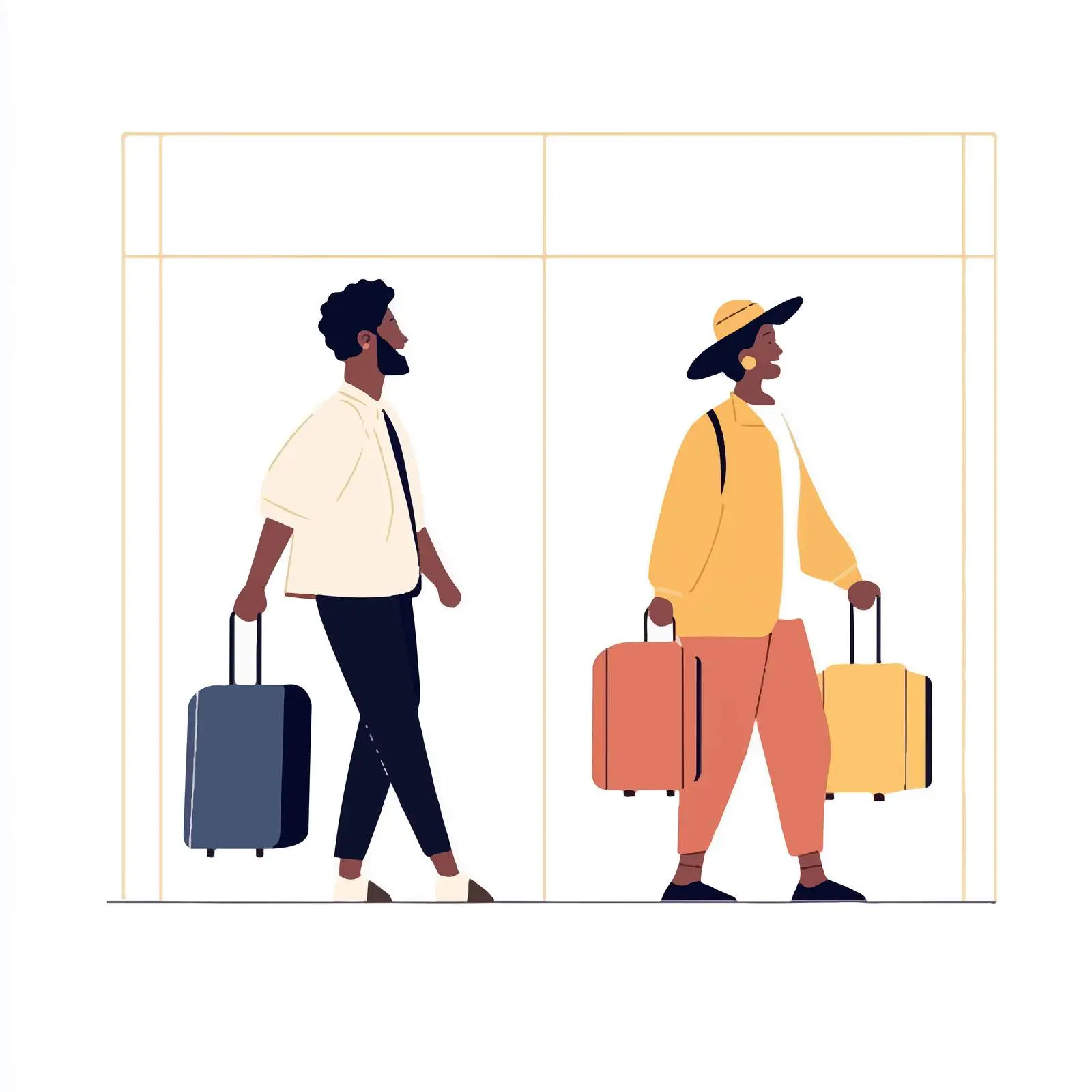Airport Travelers Characters Animation Vector Illustration — free download from Dotvec