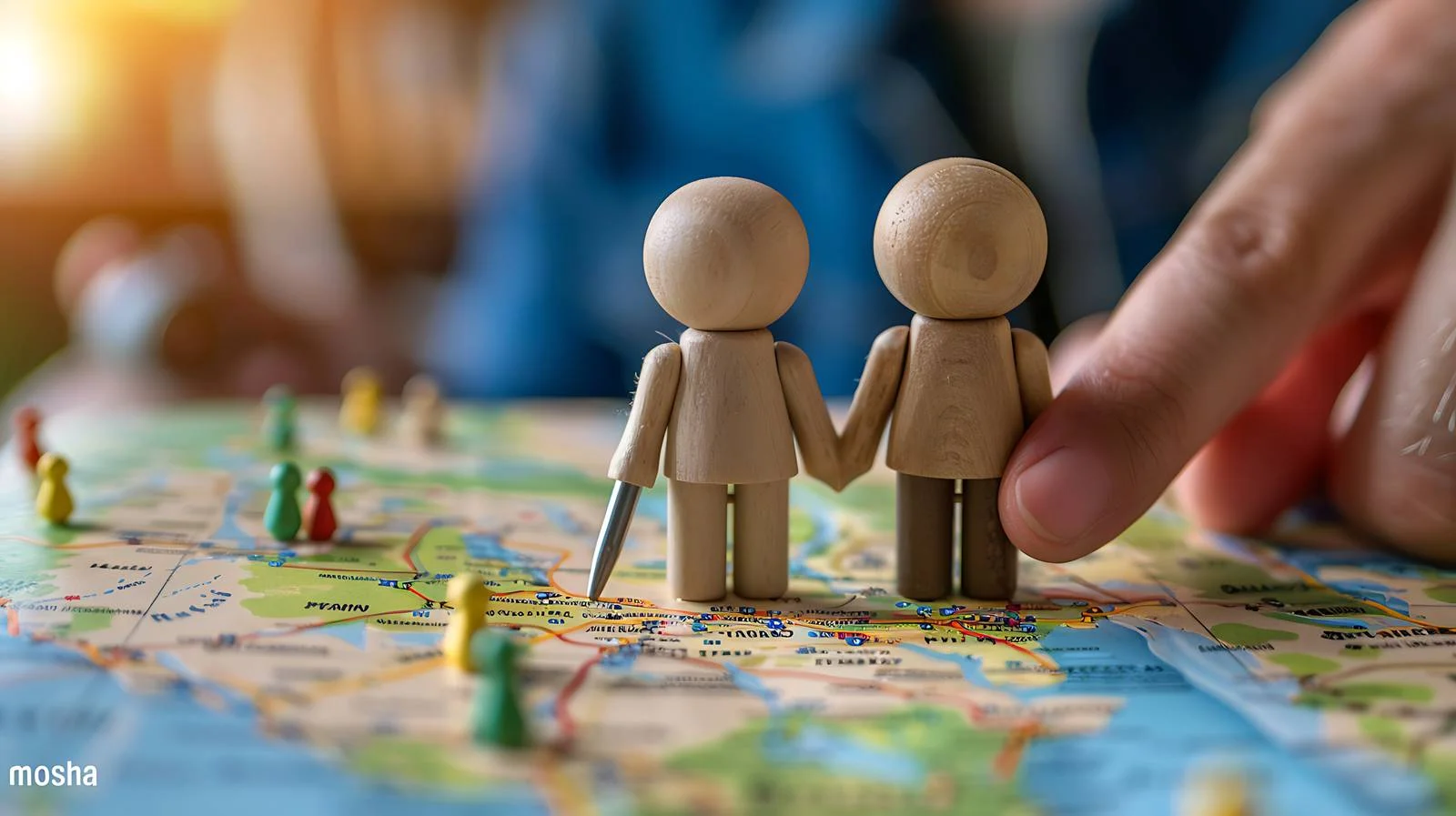Travelers Planning with Small Wooden Doll — free download from Dotvec