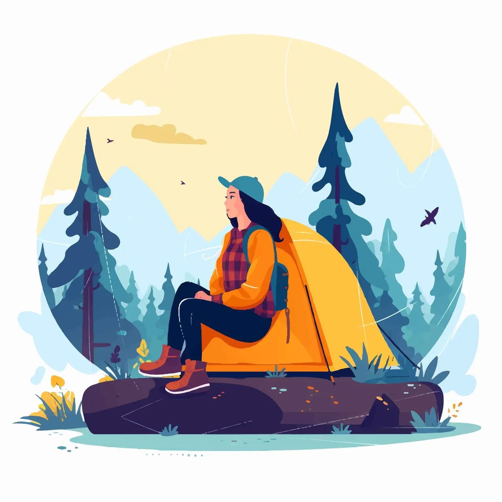 Young Woman Alone by Campfire — free download from Dotvec