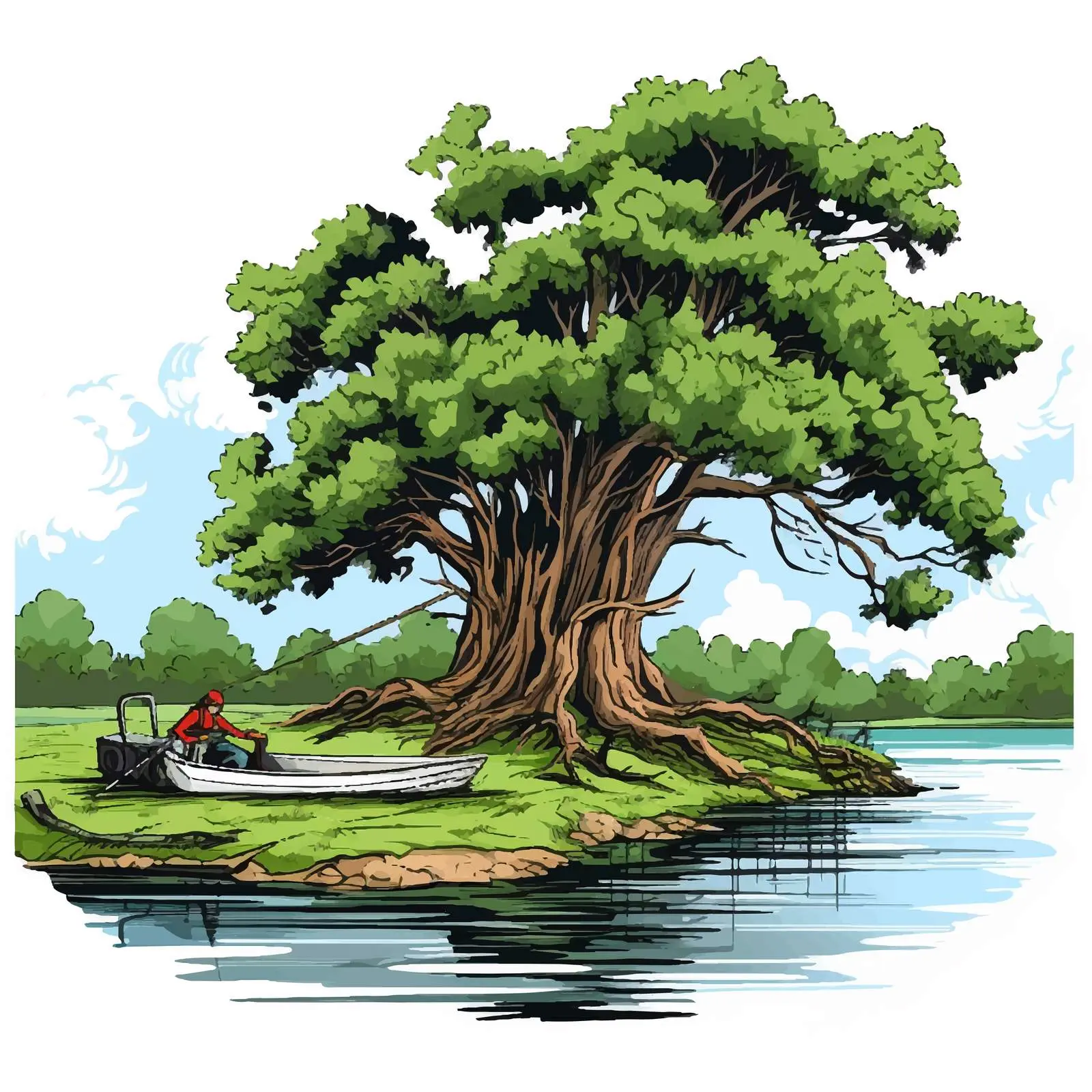 Tree Being Cut Near River Vector Illustration — free download from Dotvec