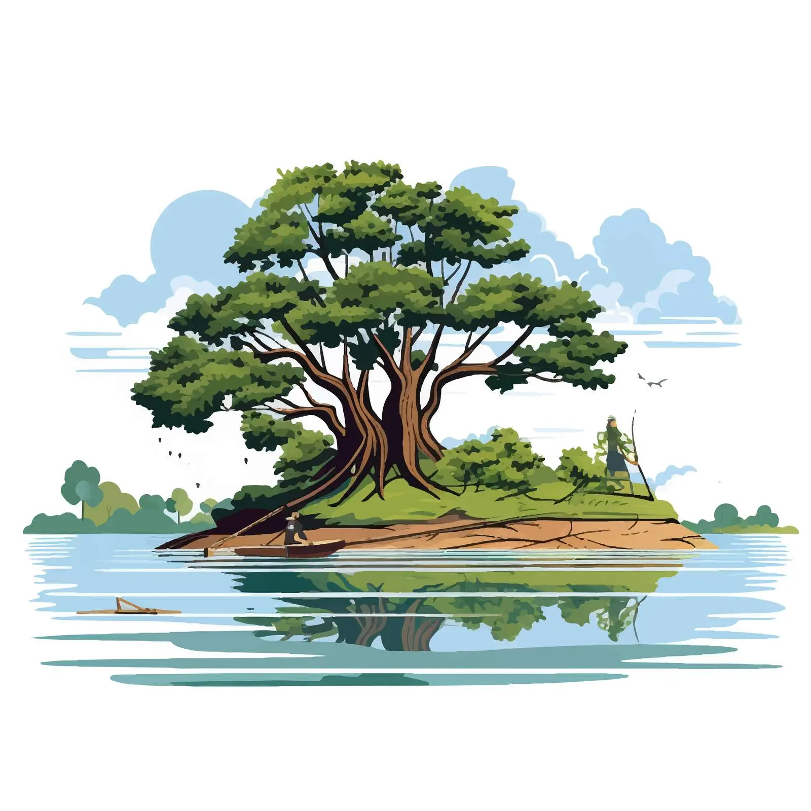 Tree Cutting Near River Vector Illustration – free sustainable practices image from Dotvec