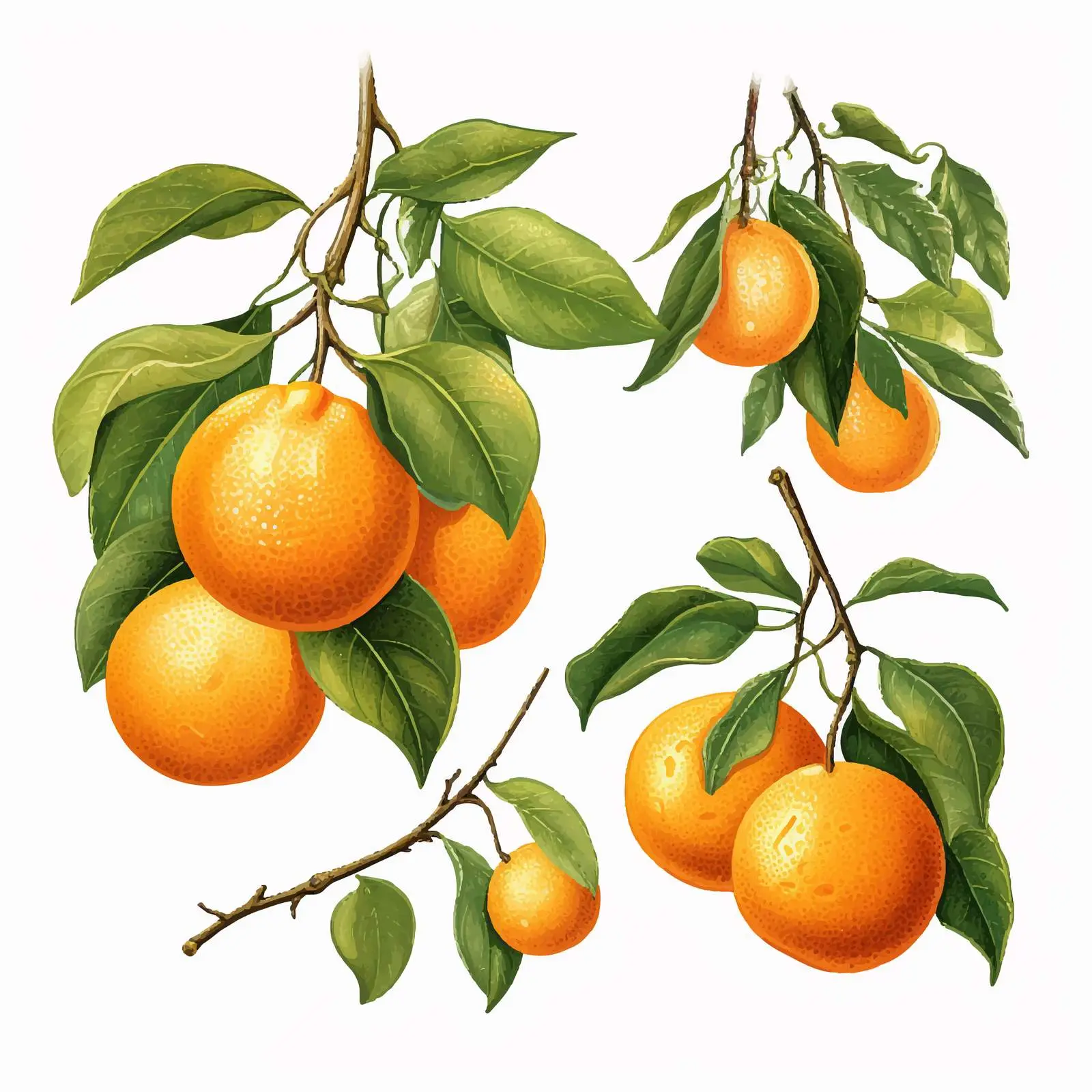 Tangerine Branch with Ripe Fruits and Leaves — free download from Dotvec