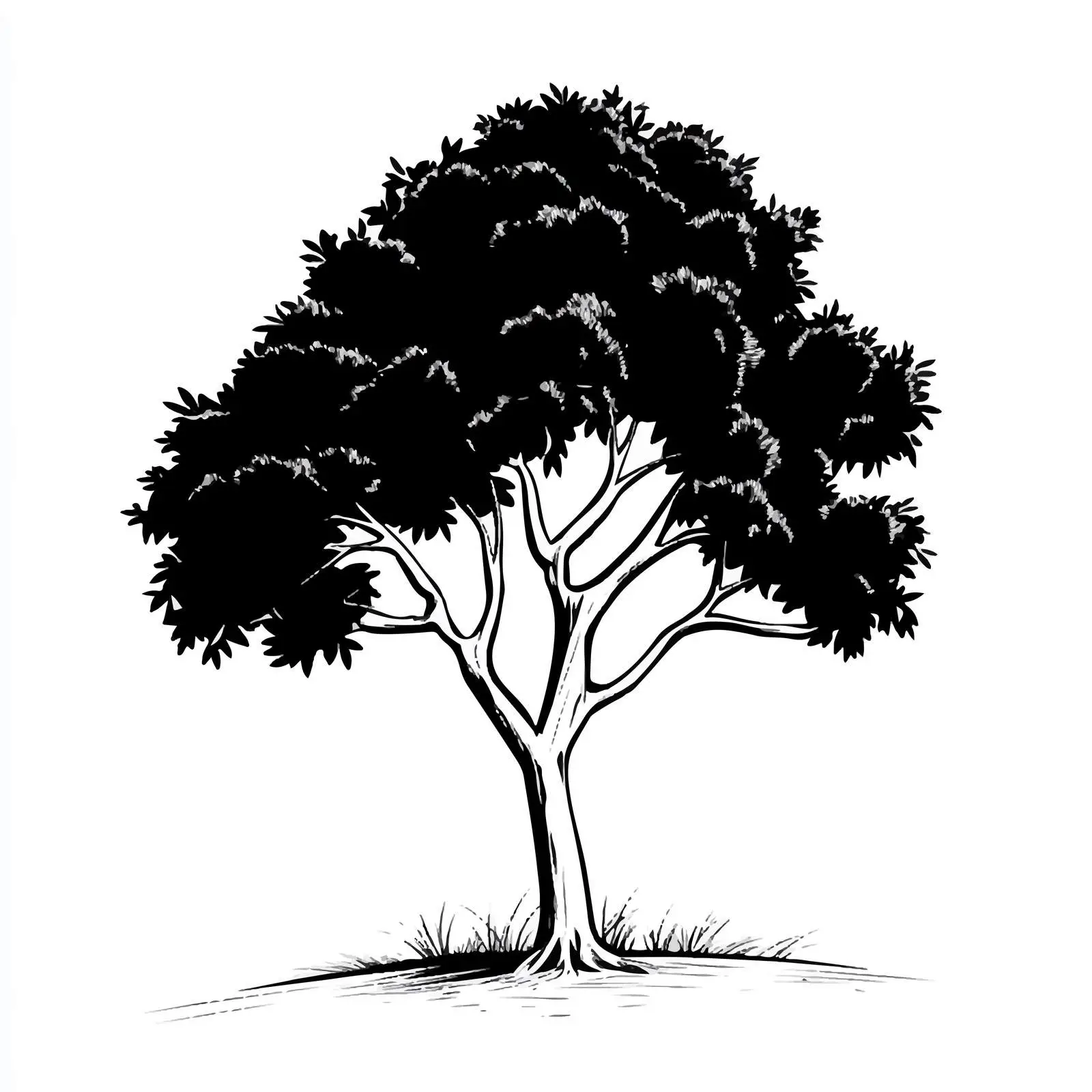 Cartoon Black and White Tree Vector Illustration — free download from Dotvec