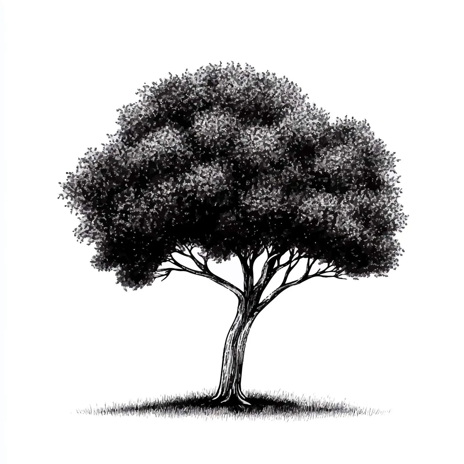 Black and White Cartoon Tree Vector Illustration — free download from Dotvec