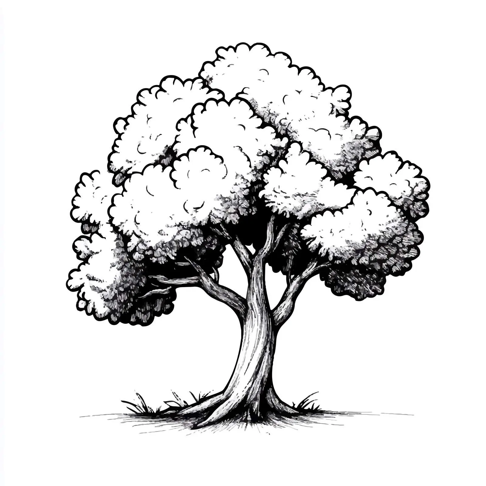 Black and White Cartoon Tree Vector Illustration — free download from Dotvec