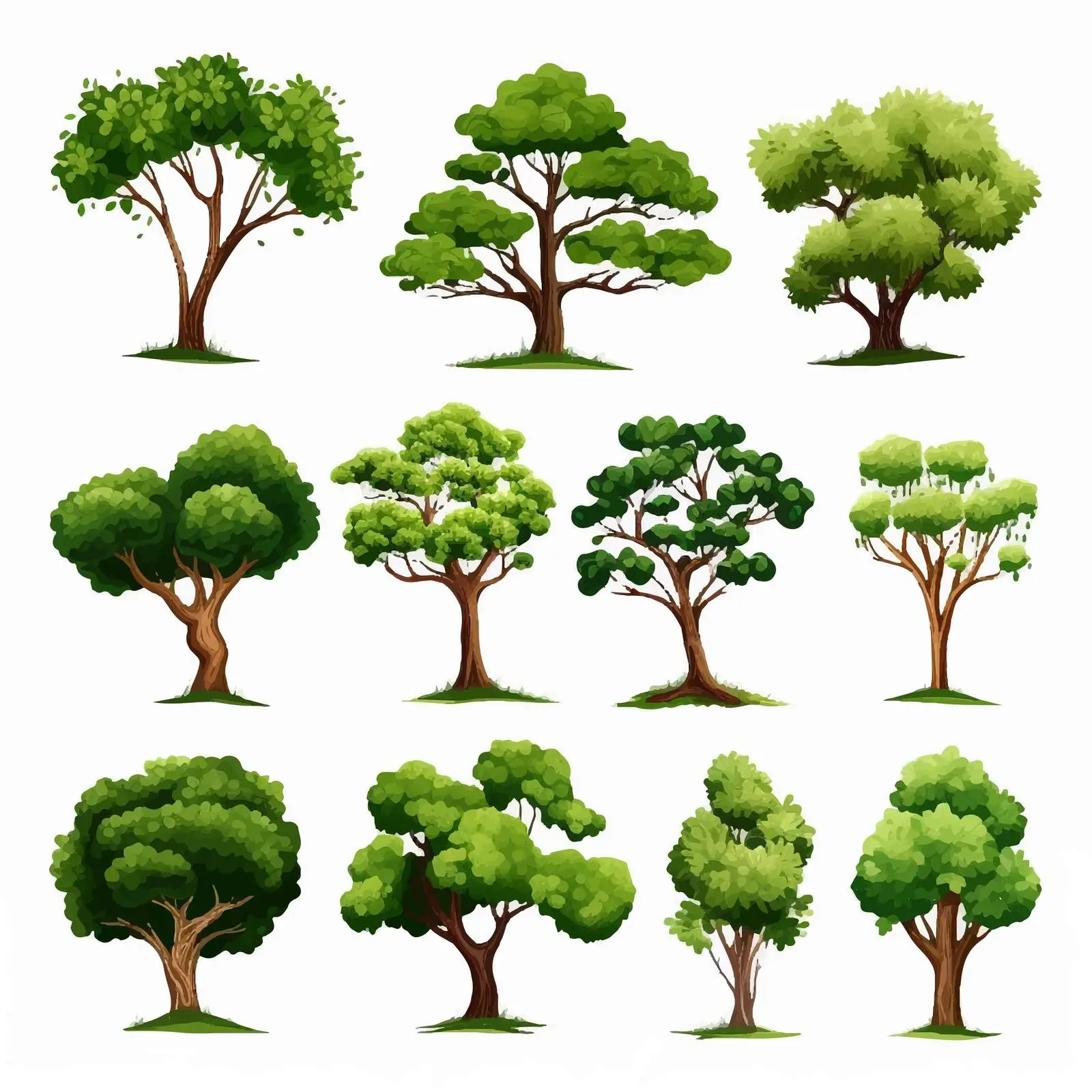 Cartoon Tree Element Set on White Background – free whimsical trees image from Dotvec
