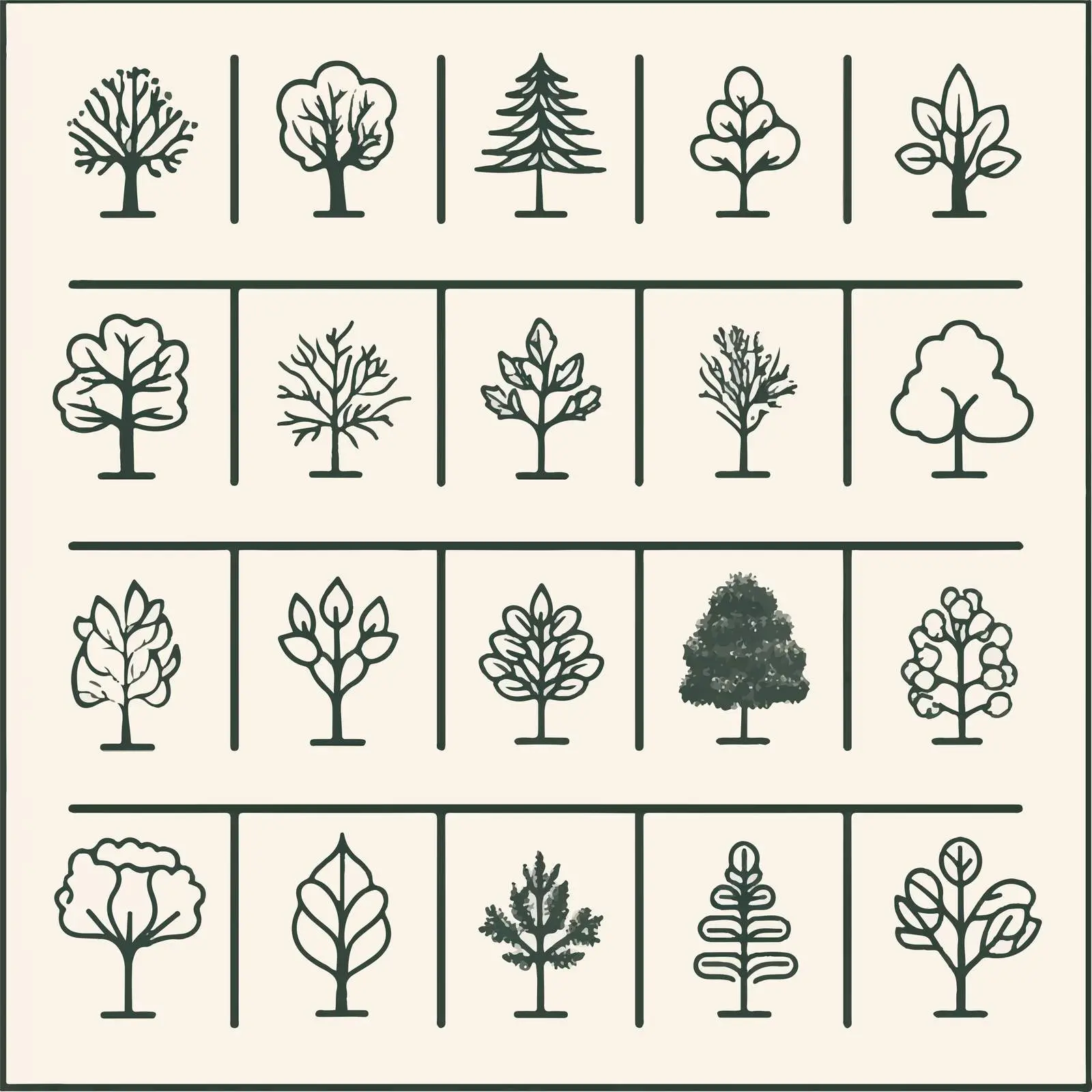 Vector Tree Icon Collection for Nature Designs — free download from Dotvec