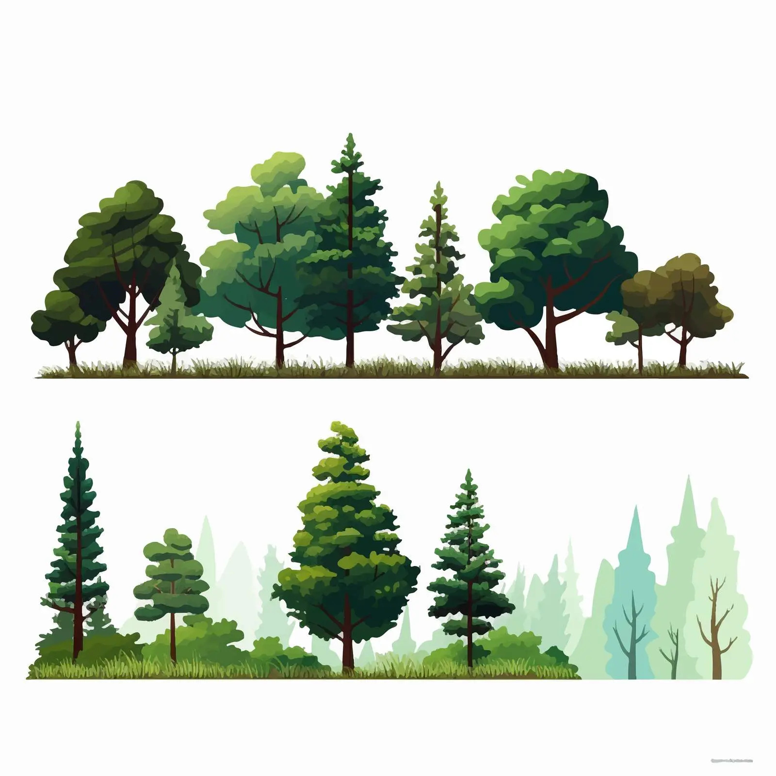 Cartoon Tree Line Vector Illustration — free download from Dotvec