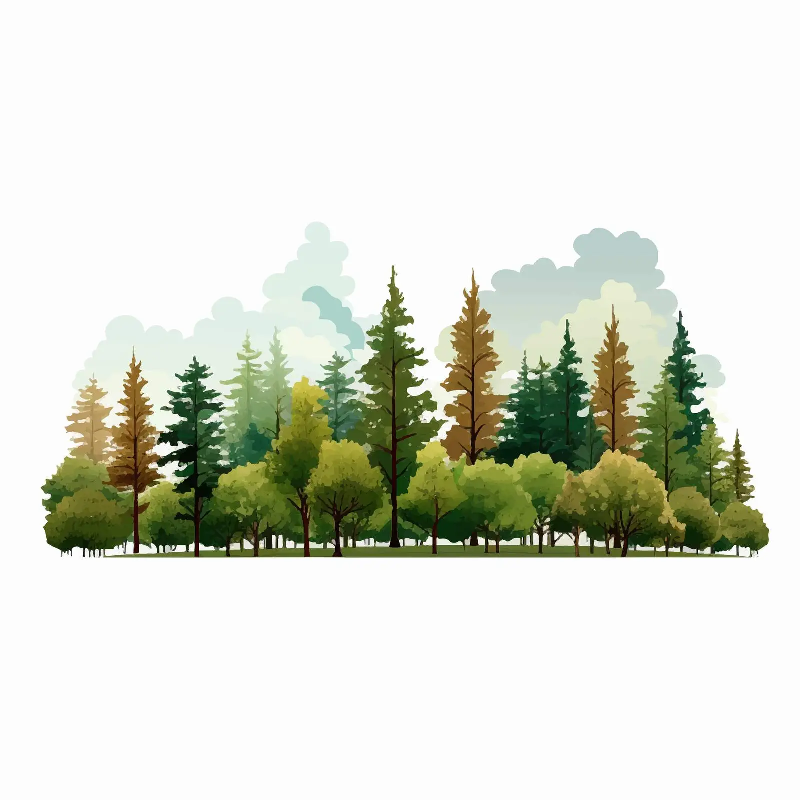 Cartoon Tree Line Vector Illustration for Design — free download from Dotvec