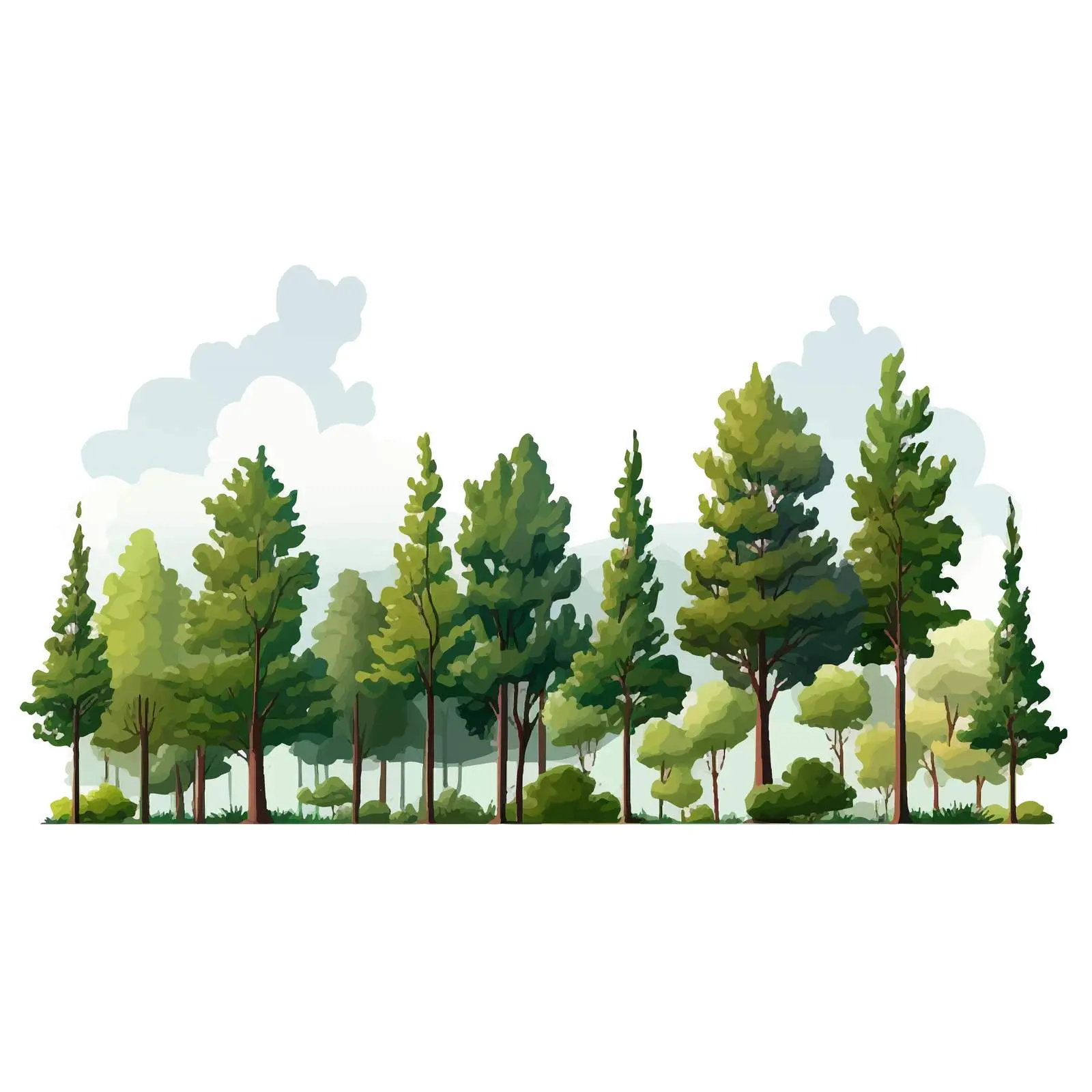 Cartoon Tree Line Vector Illustration — free download from Dotvec
