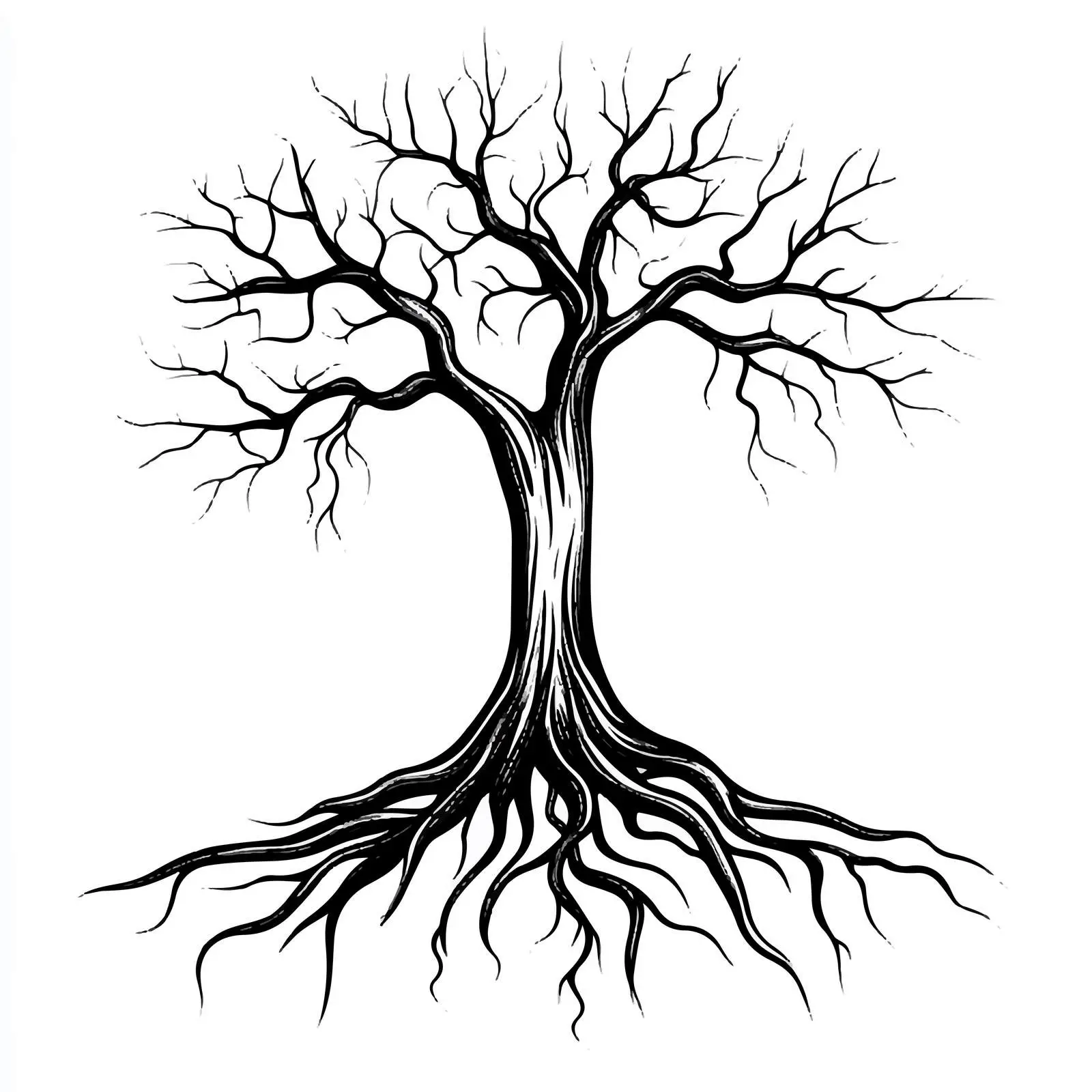 Black and White Tree Root Cartoon Illustration — free download from Dotvec