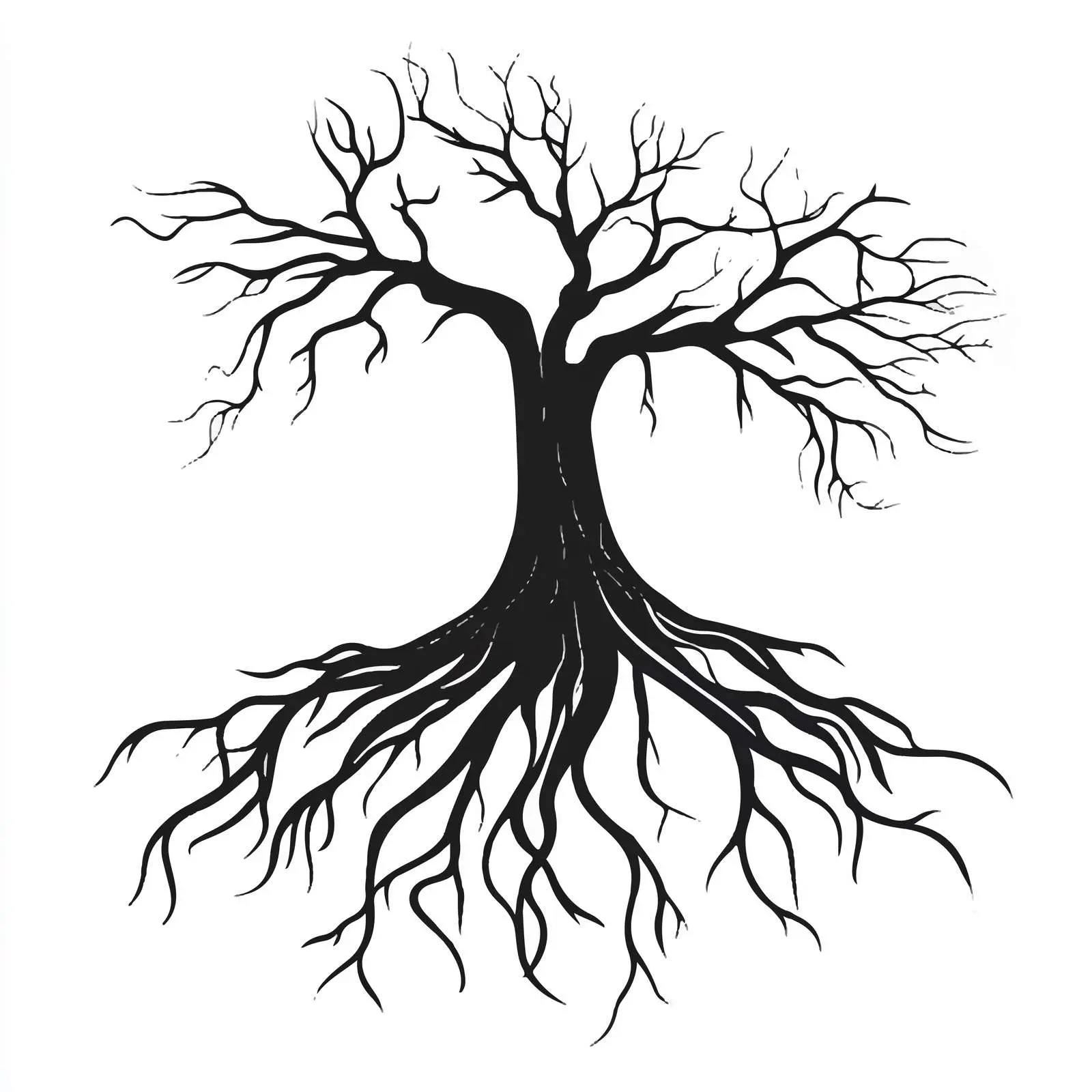 Black and White Cartoon Tree Root Vector Illustration — free download from Dotvec