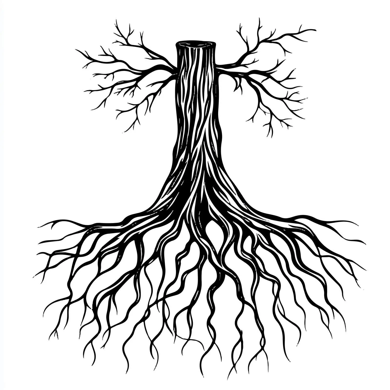 Black and White Tree Root Vector Illustration — free download from Dotvec