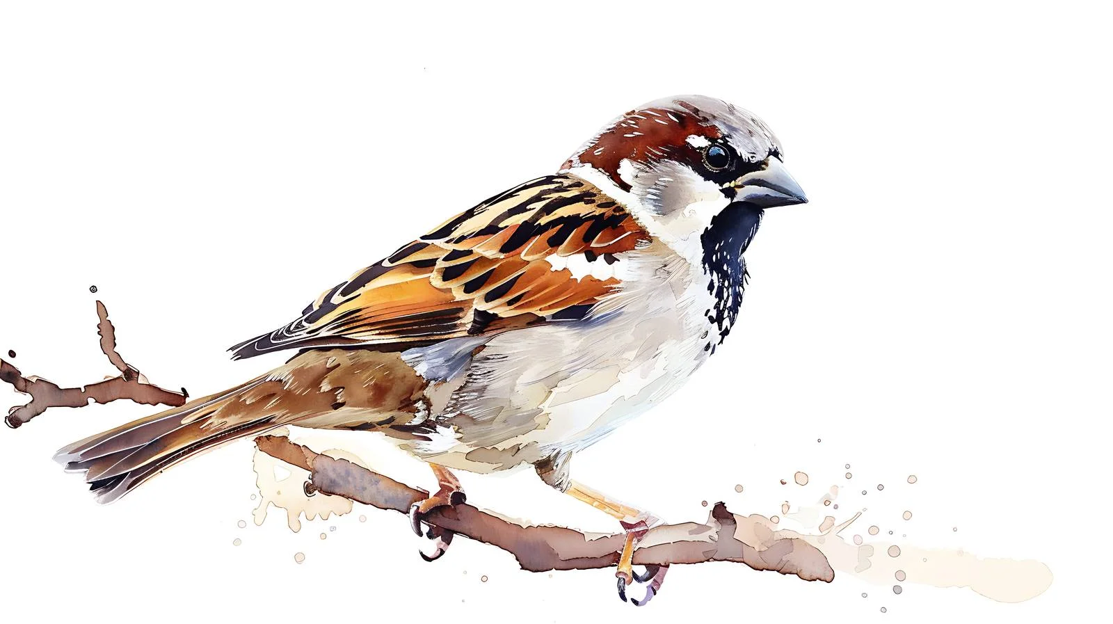 Graceful Tree Sparrow Watercolor Painting — free download from Dotvec