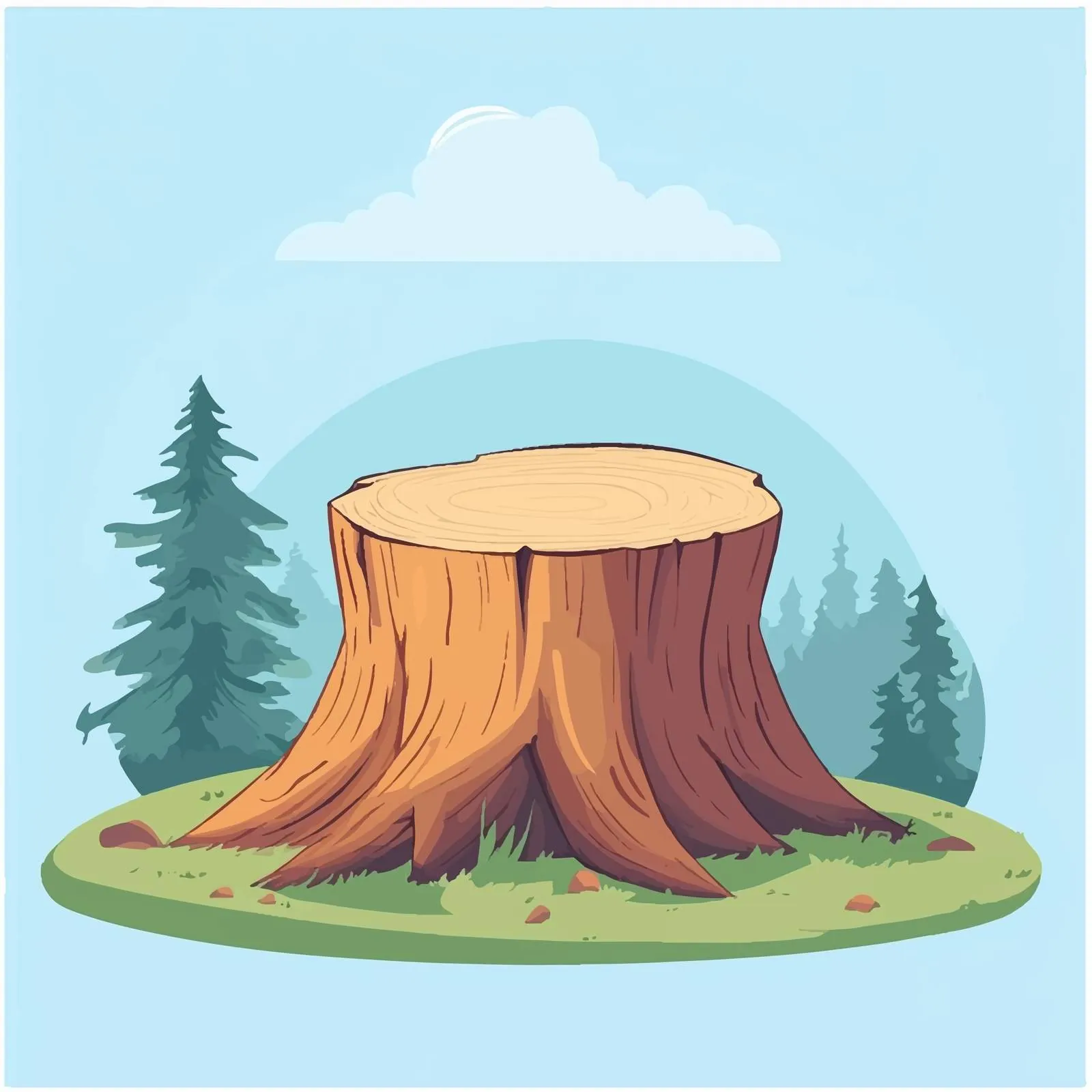 Tree Stump and Timber Vector Illustration — free download from Dotvec