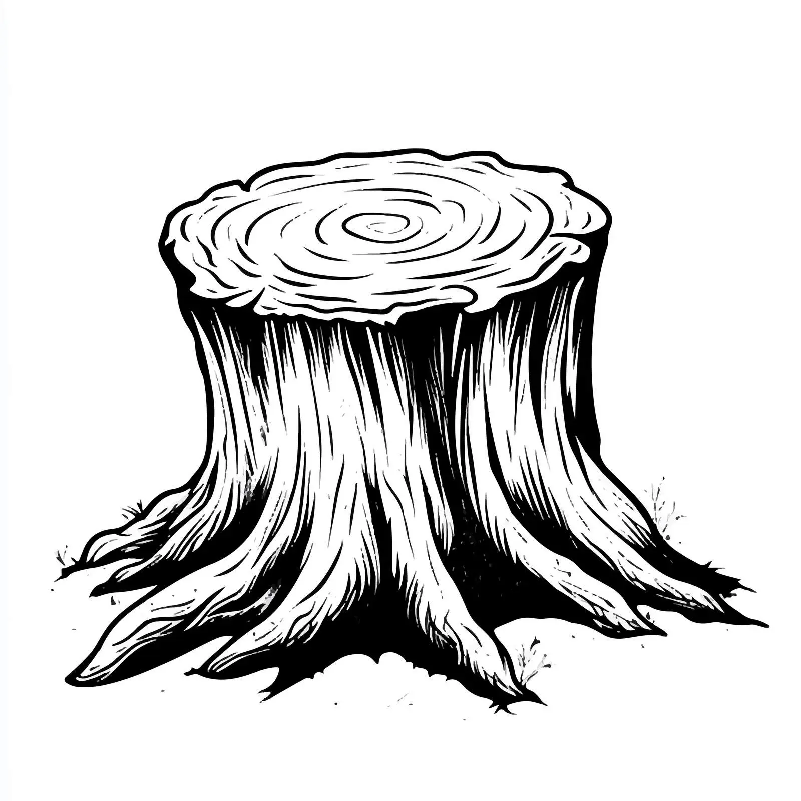 Cartoon Tree Stump Vector Illustration Black and White — free download from Dotvec