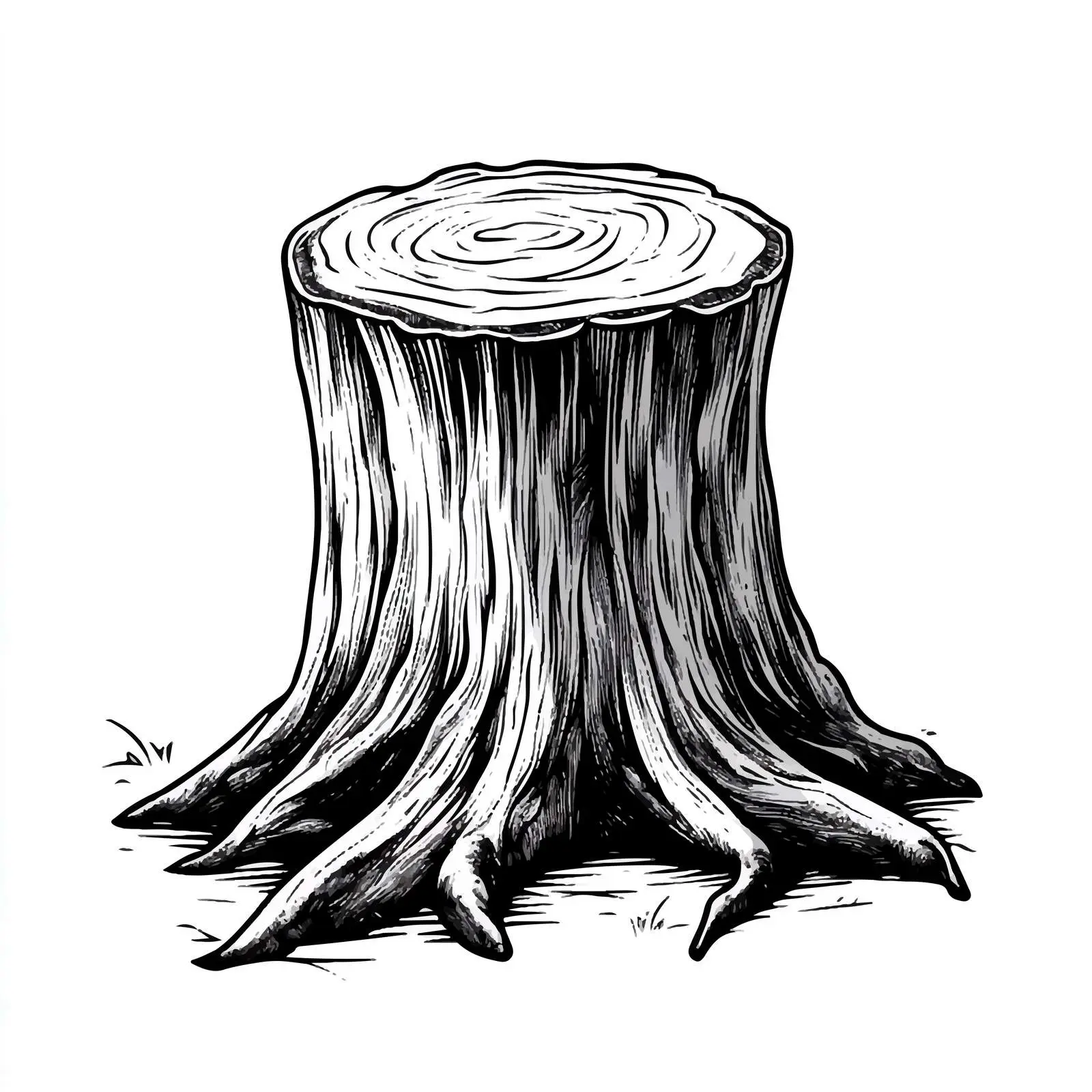 Cartoon Black and White Tree Stump Vector — free download from Dotvec