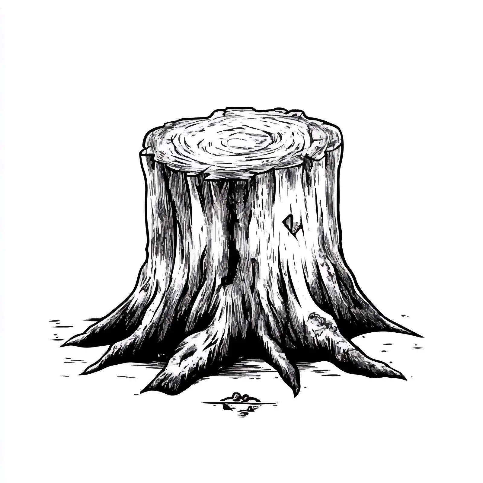 Cartoon Tree Stump Vector Illustration in Black and White — free download from Dotvec