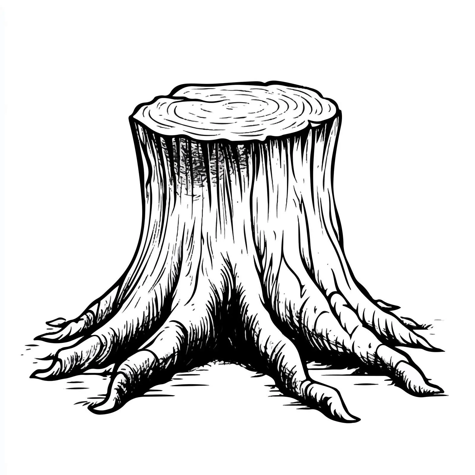 Black and White Cartoon Tree Stump Illustration — free download from Dotvec