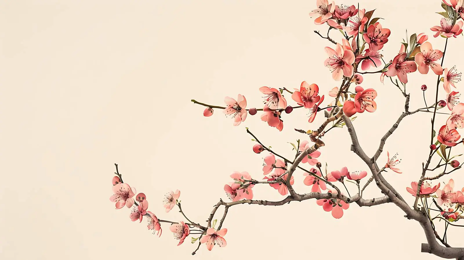 Beautiful Tree with Flowers on Beige Wall — free download from Dotvec