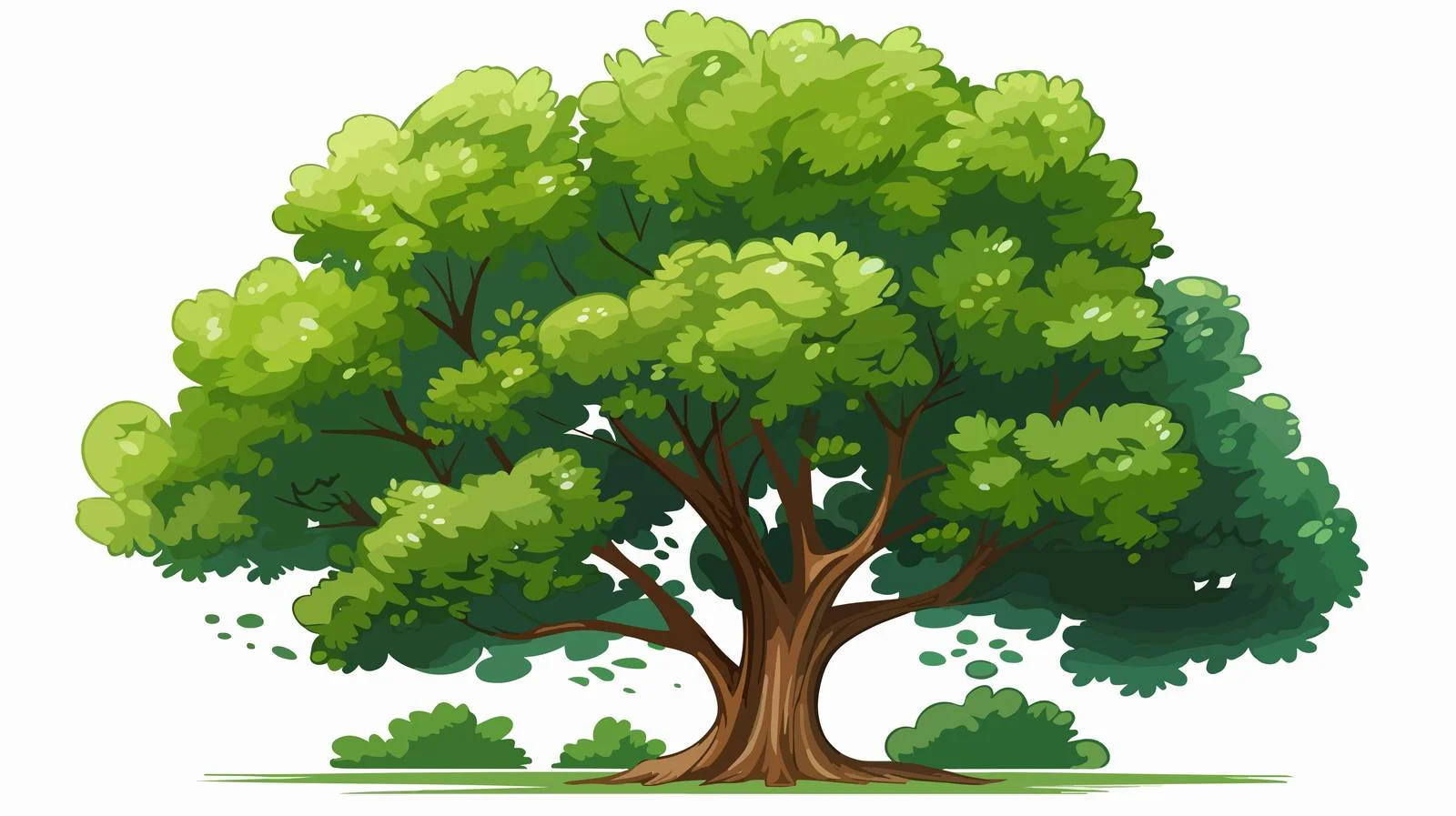 Lush Cartoon Tree Vector Illustration — free download from Dotvec