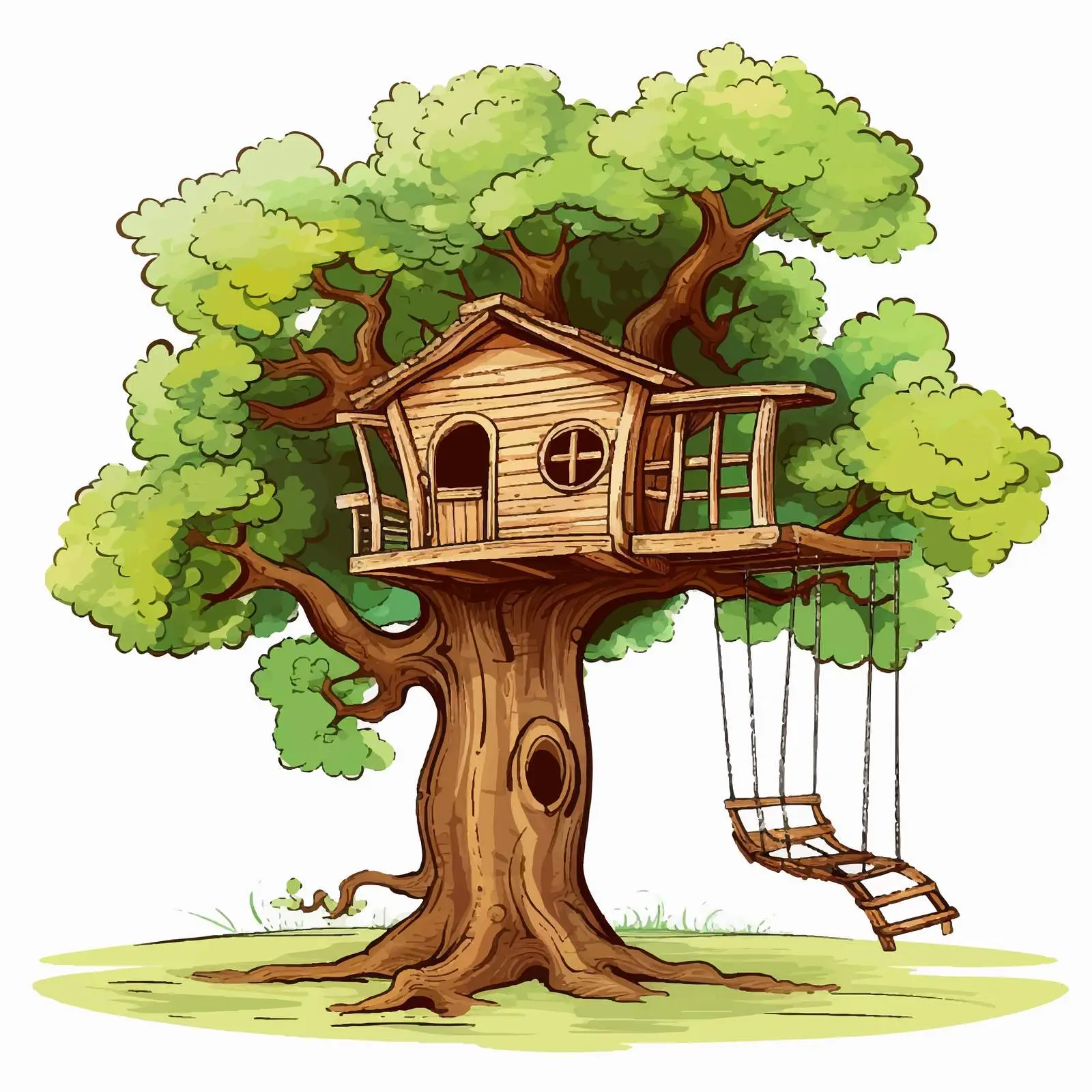 Treehouse with Swing Vector Illustration — free download from Dotvec