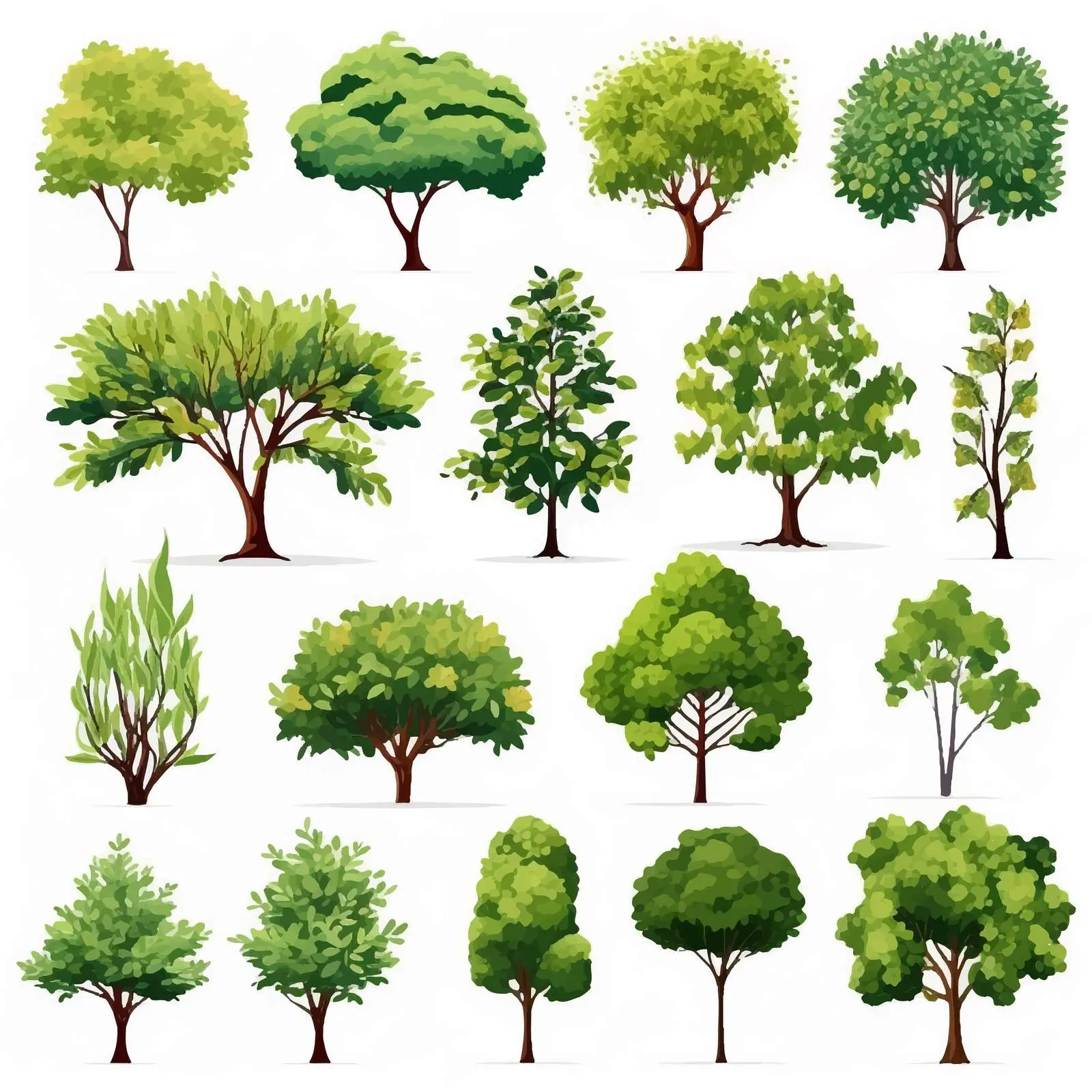 Set of Tree Leaf Silhouettes on White Background — free download from Dotvec