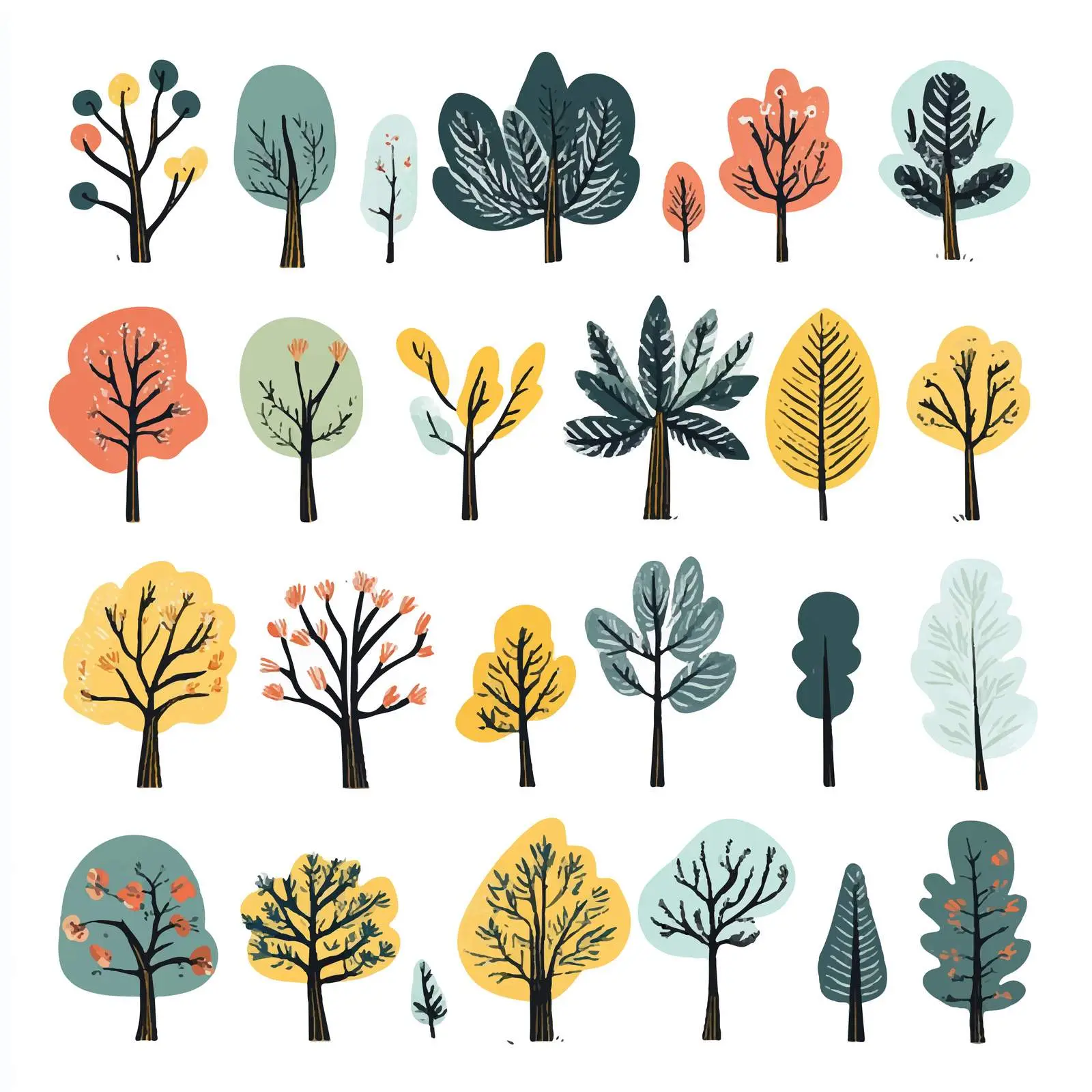 Cartoon Vector Trees and Plants Icon Set — free download from Dotvec