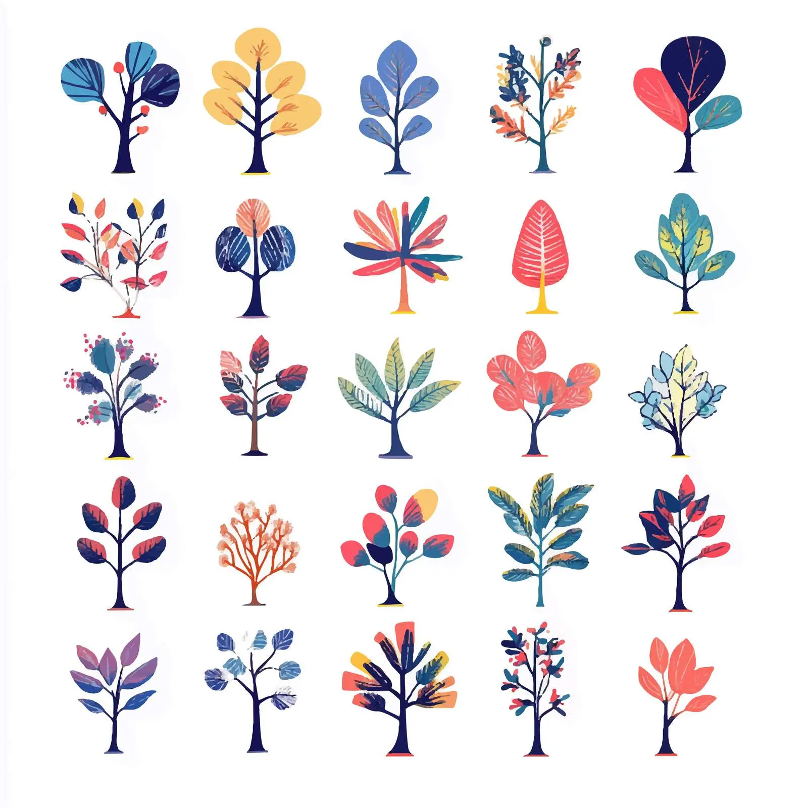 Cartoon Tree and Plant Icons Vector Set — free download from Dotvec