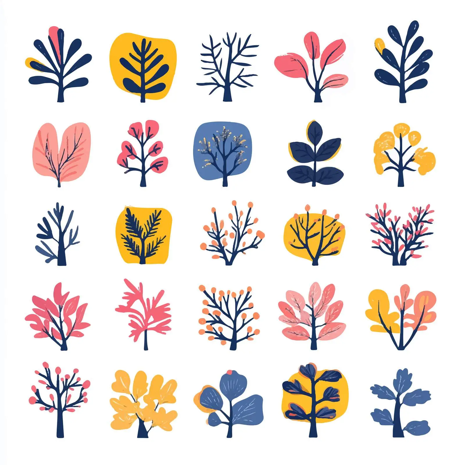 Cartoon Tree and Plant Vector Icons Set — free download from Dotvec