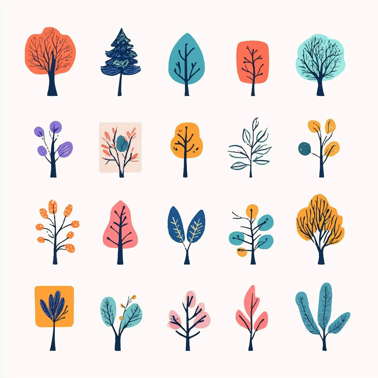 Cartoon Tree and Plant Vector Icons Set — free download from Dotvec