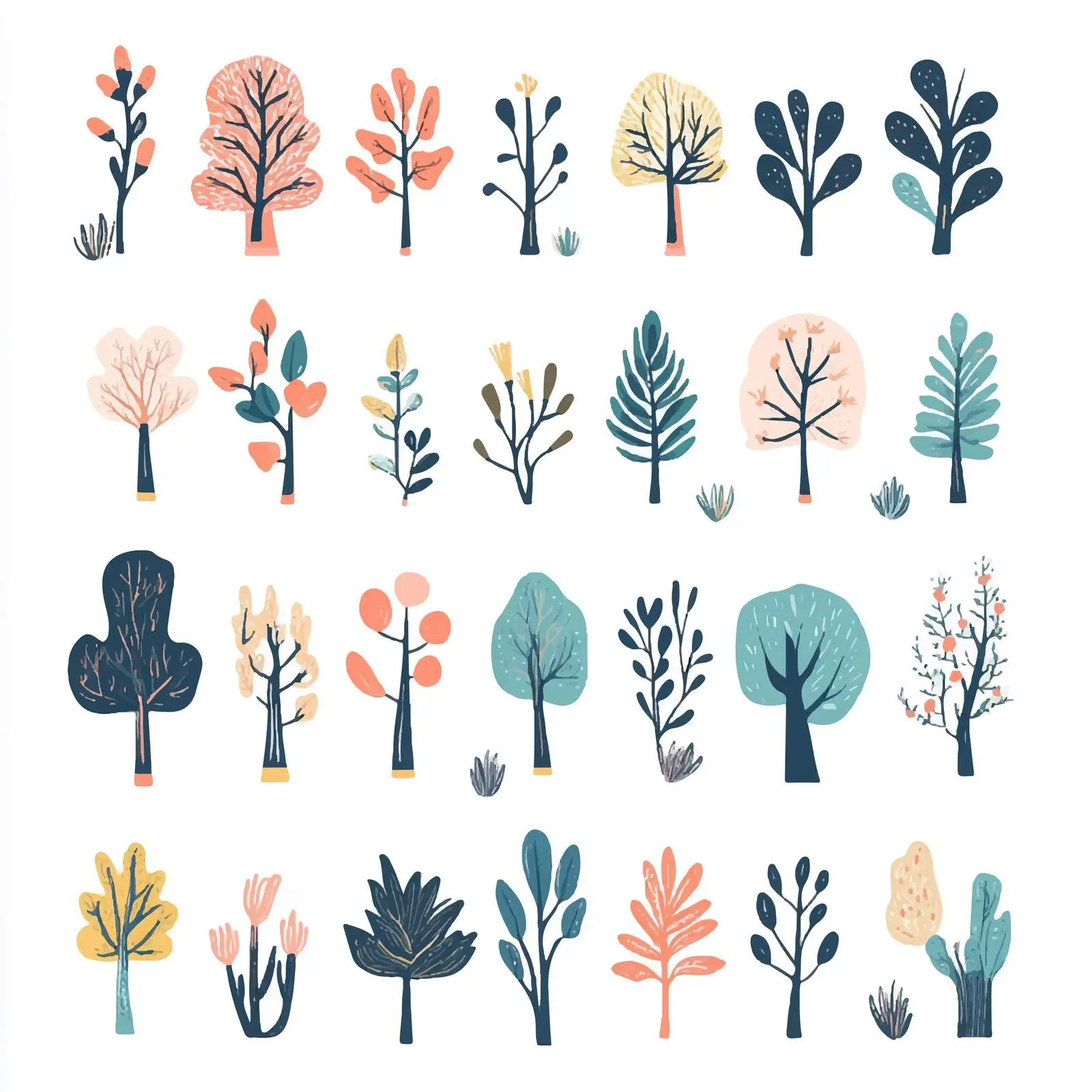 Cartoon Vector Plants and Trees Icons Set — free download from Dotvec