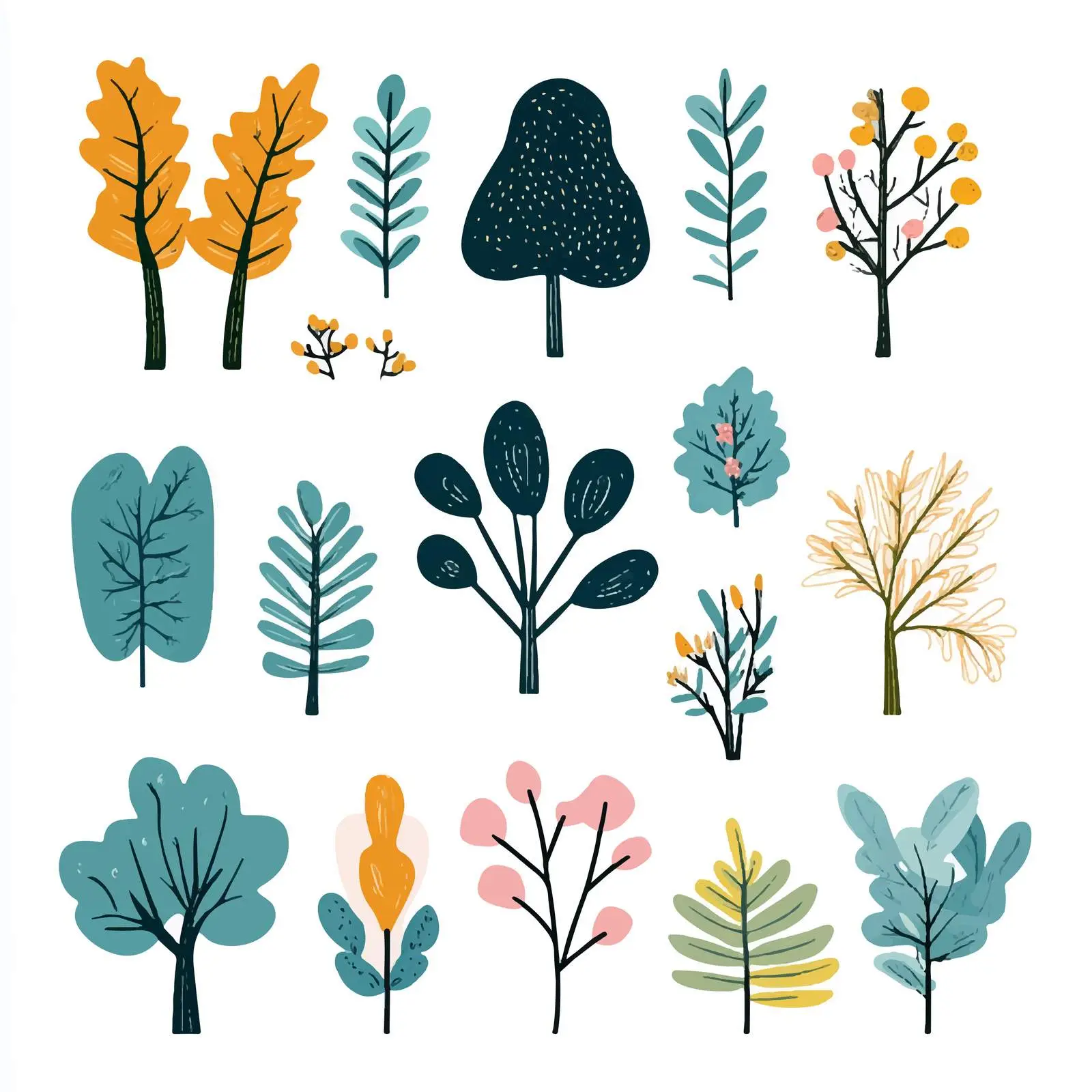 Cartoon Tree and Plant Icons Vector Set — free download from Dotvec