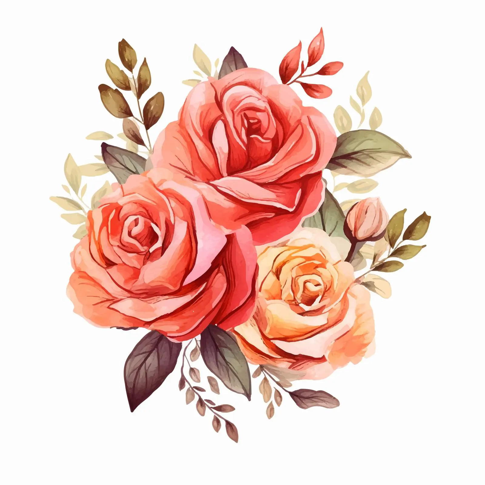 Warm Color Watercolor Rose Invitation Vector — free download from Dotvec