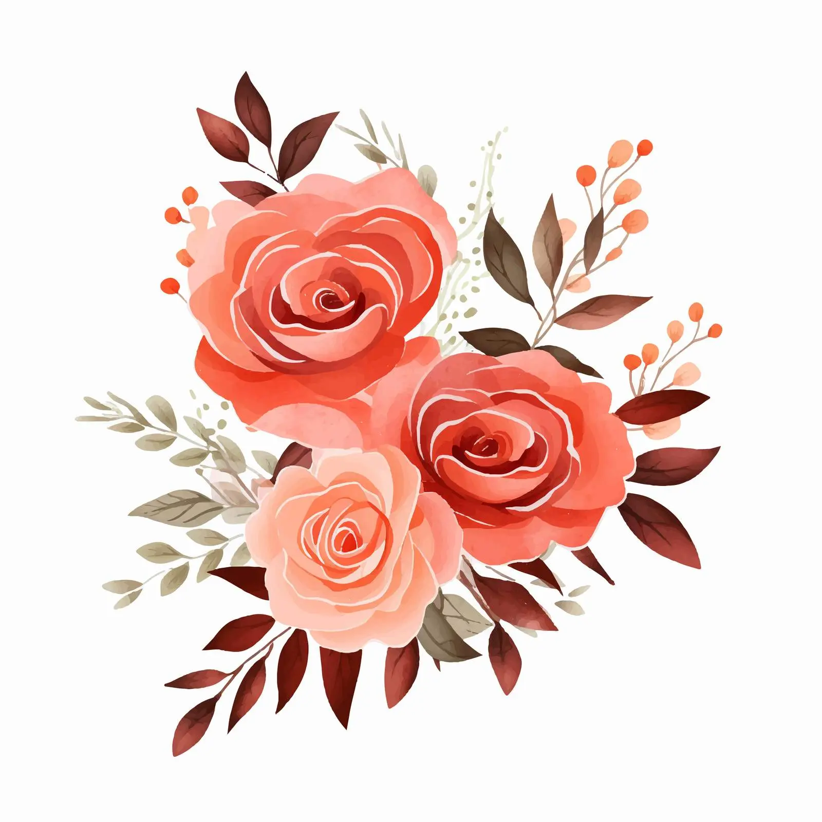 Warm Color Watercolor Rose Invitation Template — free download from Dotvec