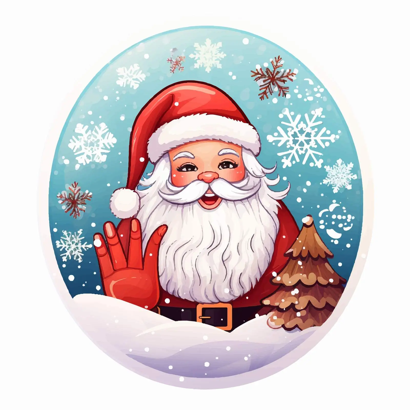 Hand-Drawn Santa Christmas Nail Art Design — free download from Dotvec
