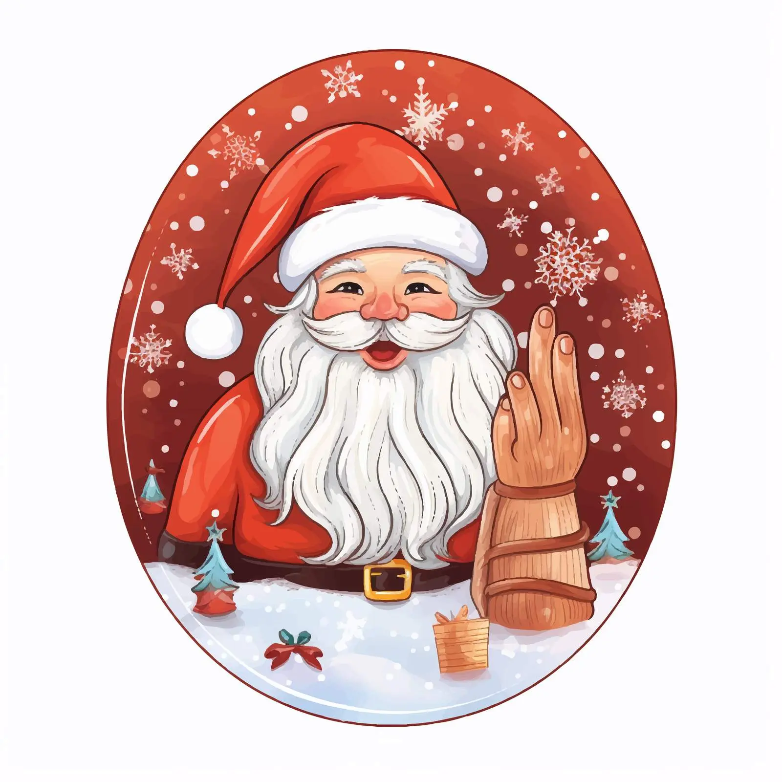 Hand-Drawn Santa Christmas Nail Art Design — free download from Dotvec