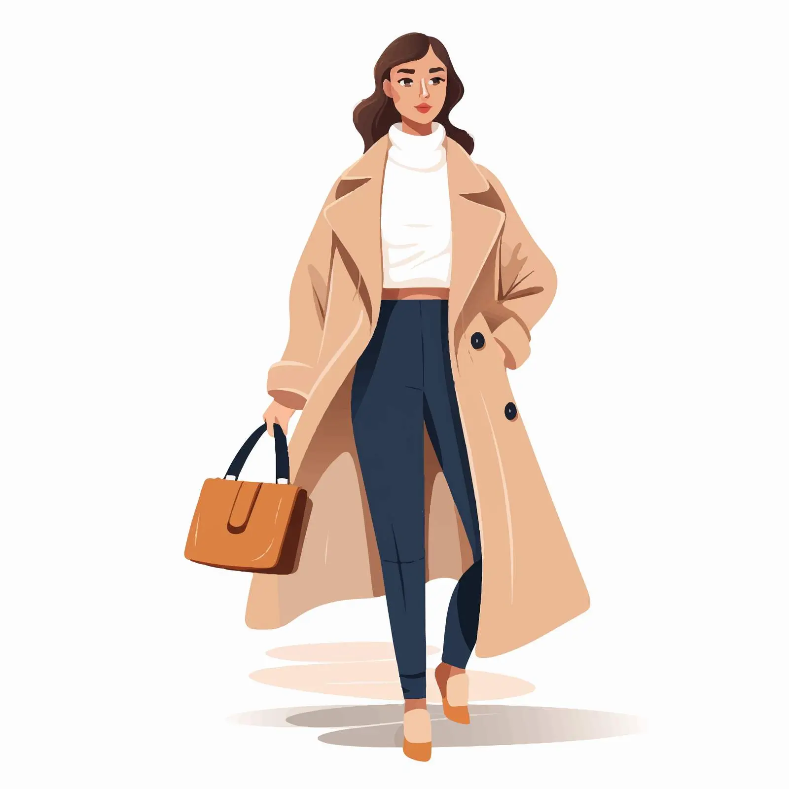 Trendy Woman in Coat and Sweater Illustration — free download from Dotvec