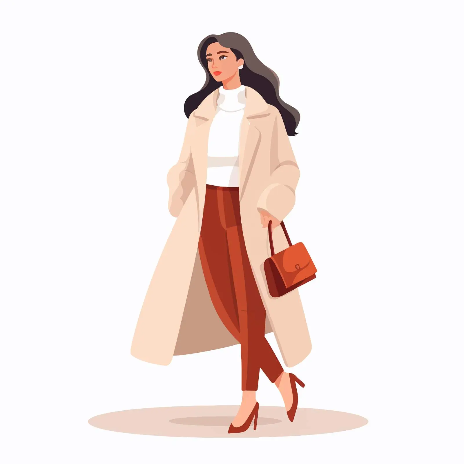 Trendy Woman in Coat and Sweater Vector Illustration — free download from Dotvec