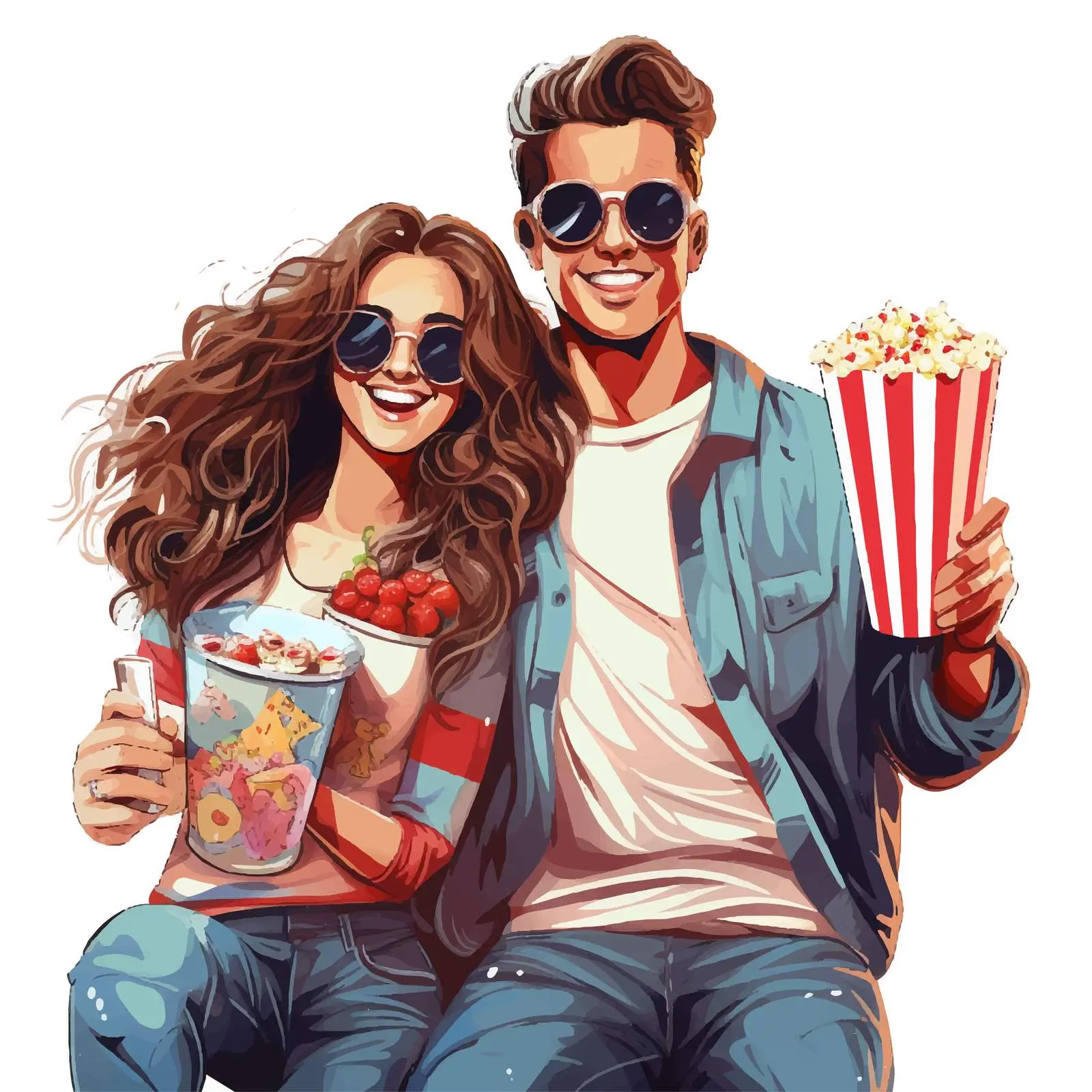 Trendy Couple Enjoying Cinema in 3D — free download from Dotvec