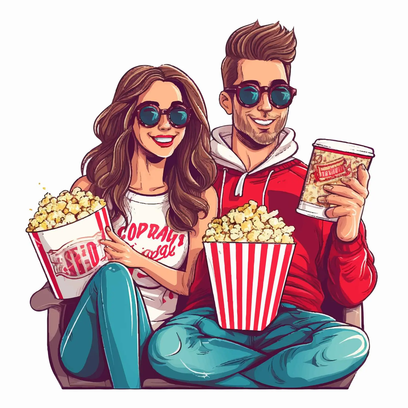 Fashionable Young Couple Enjoying Cinema Experience — free download from Dotvec