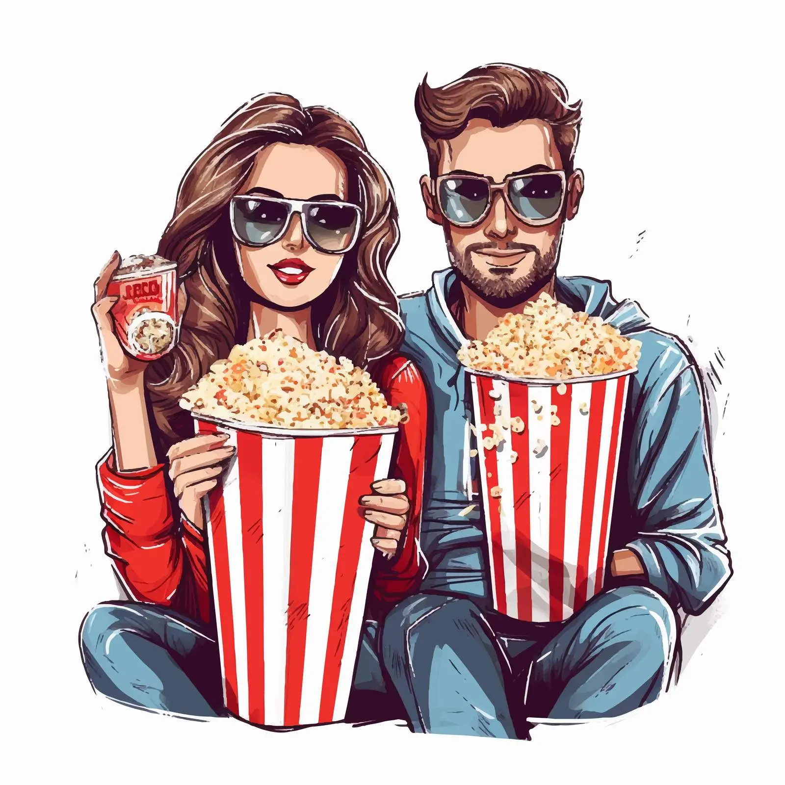 Trendy Young Couple Enjoying Cinema Experience — free download from Dotvec
