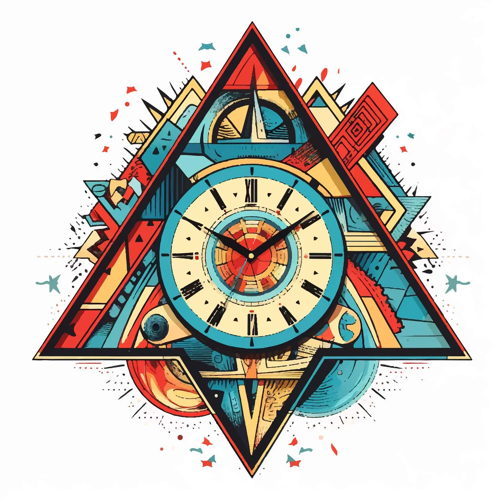 Triangle Clock Vector Illustration on White Background — free download from Dotvec