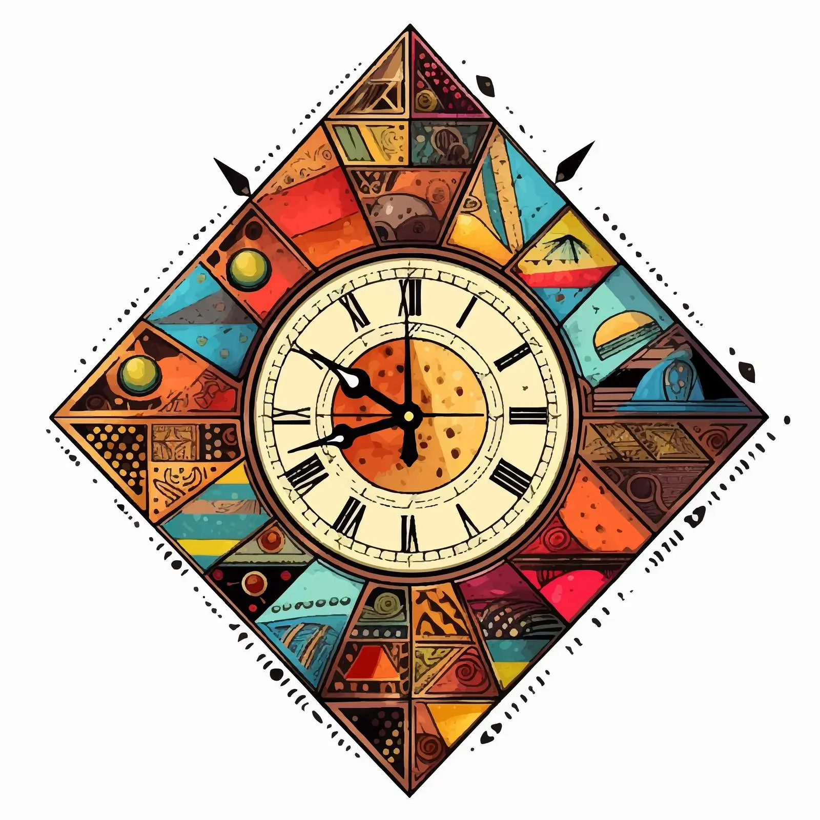 Triangle Clock Vector Illustration on White Background – free vector shapes image from Dotvec