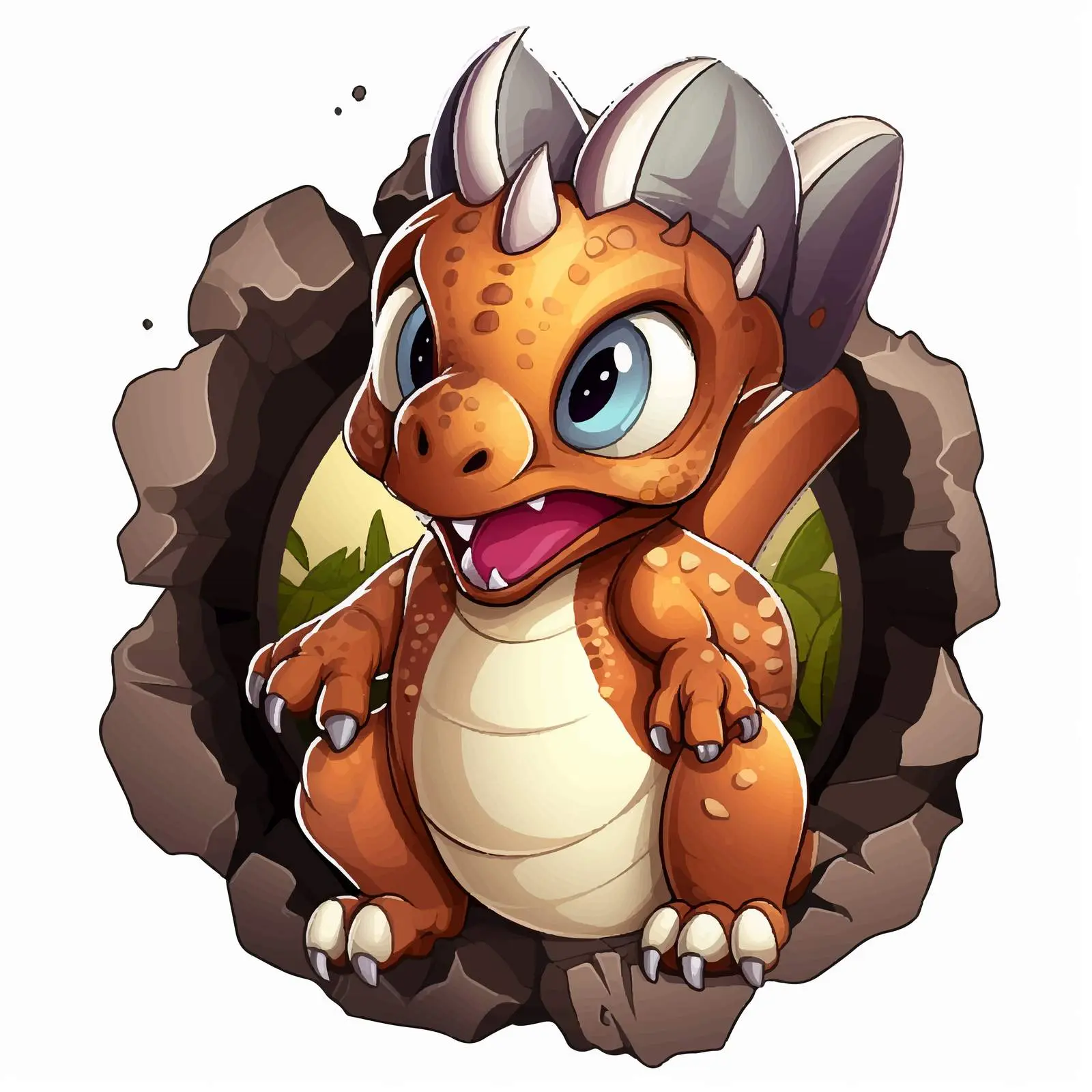 Cartoon Triceratops Hatching from Egg — free download from Dotvec