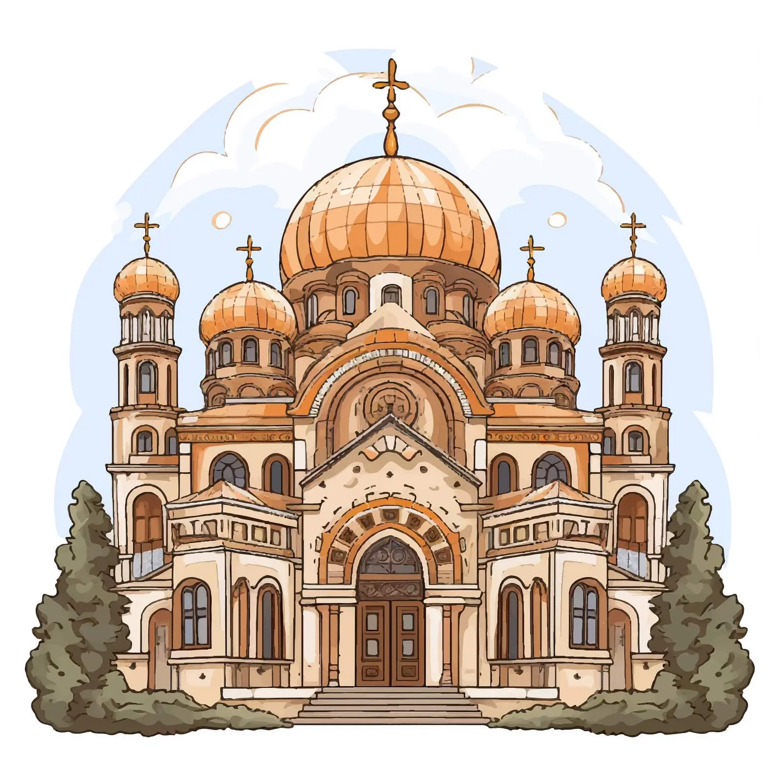 Byzantine Style Trinitian Illustration on White Background – free isolated illustration image from Dotvec