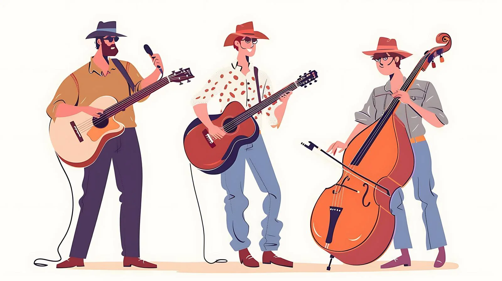 Musicians with Guitar, Banjo, and Contrabass — free download from Dotvec
