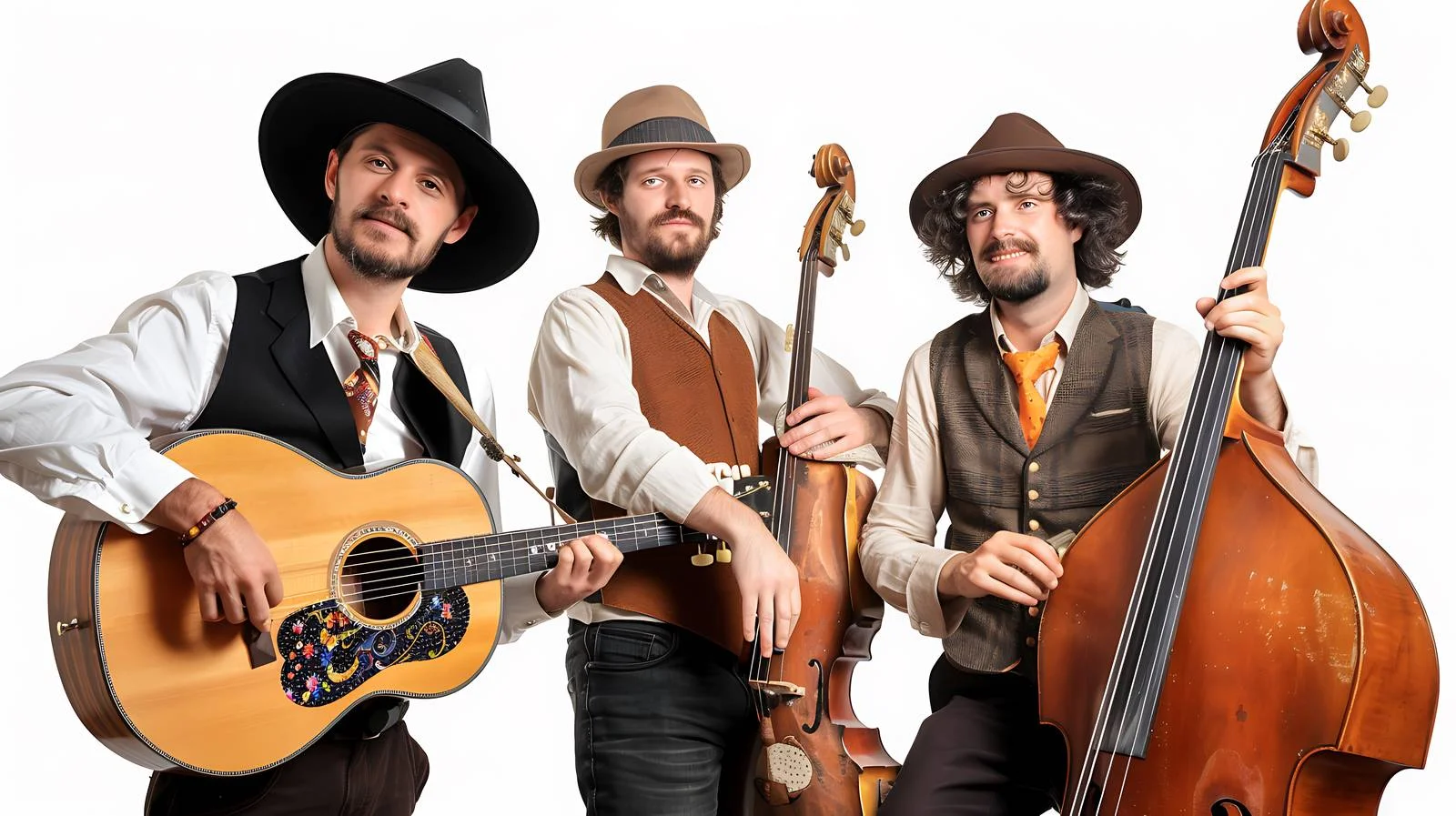 Musical Trio Perform with Guitar, Banjo, and Contrabass — free download from Dotvec