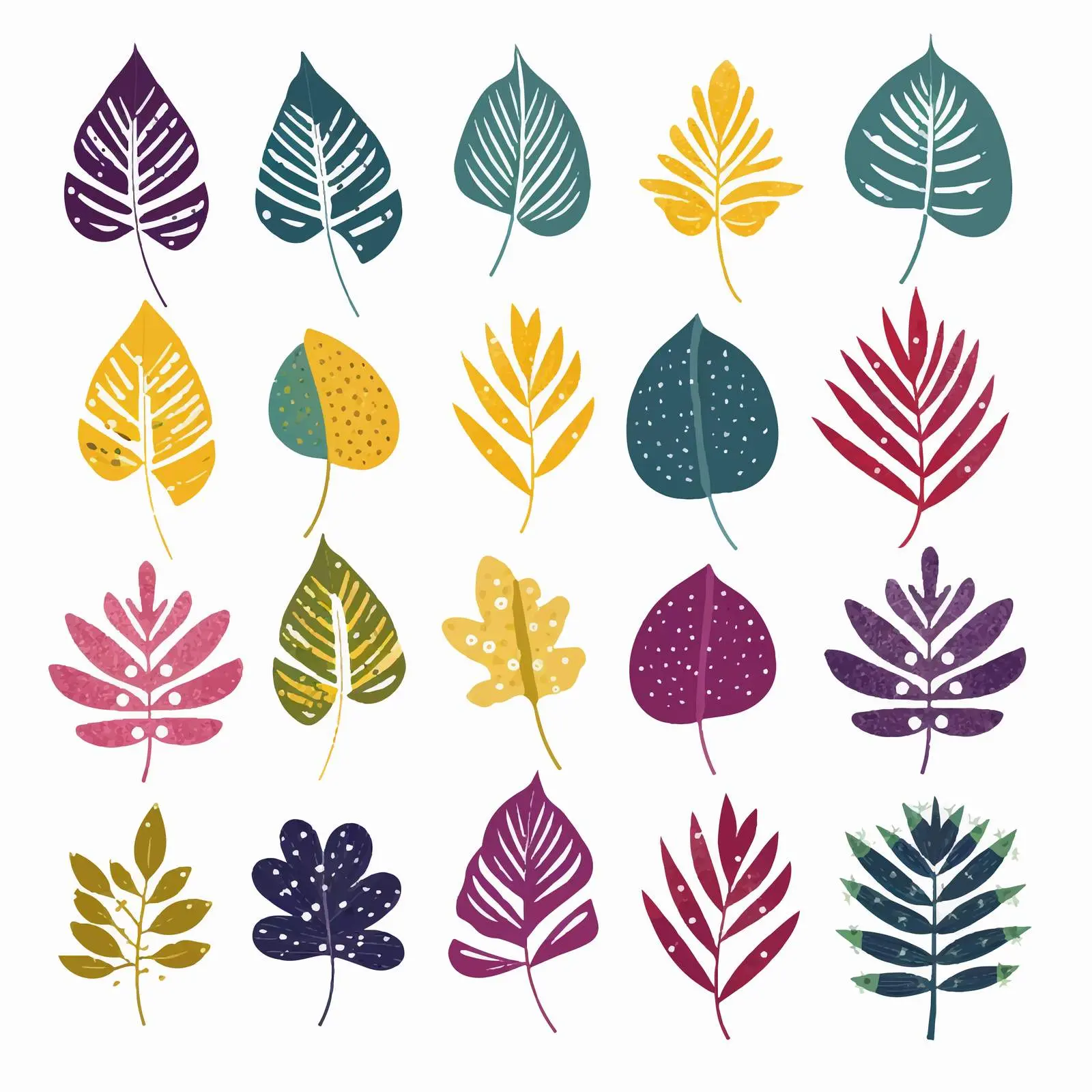 Tropical Leaves Glitter Silhouettes on White Background — free download from Dotvec